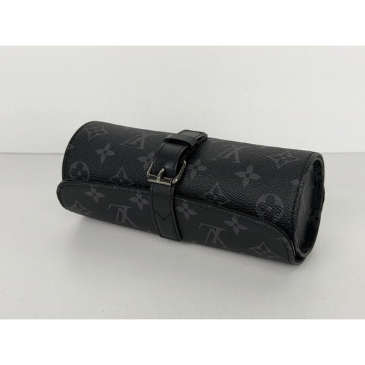 Louis Vuitton 3 Watch Case in Monogram Eclipse Canvas Microchipped