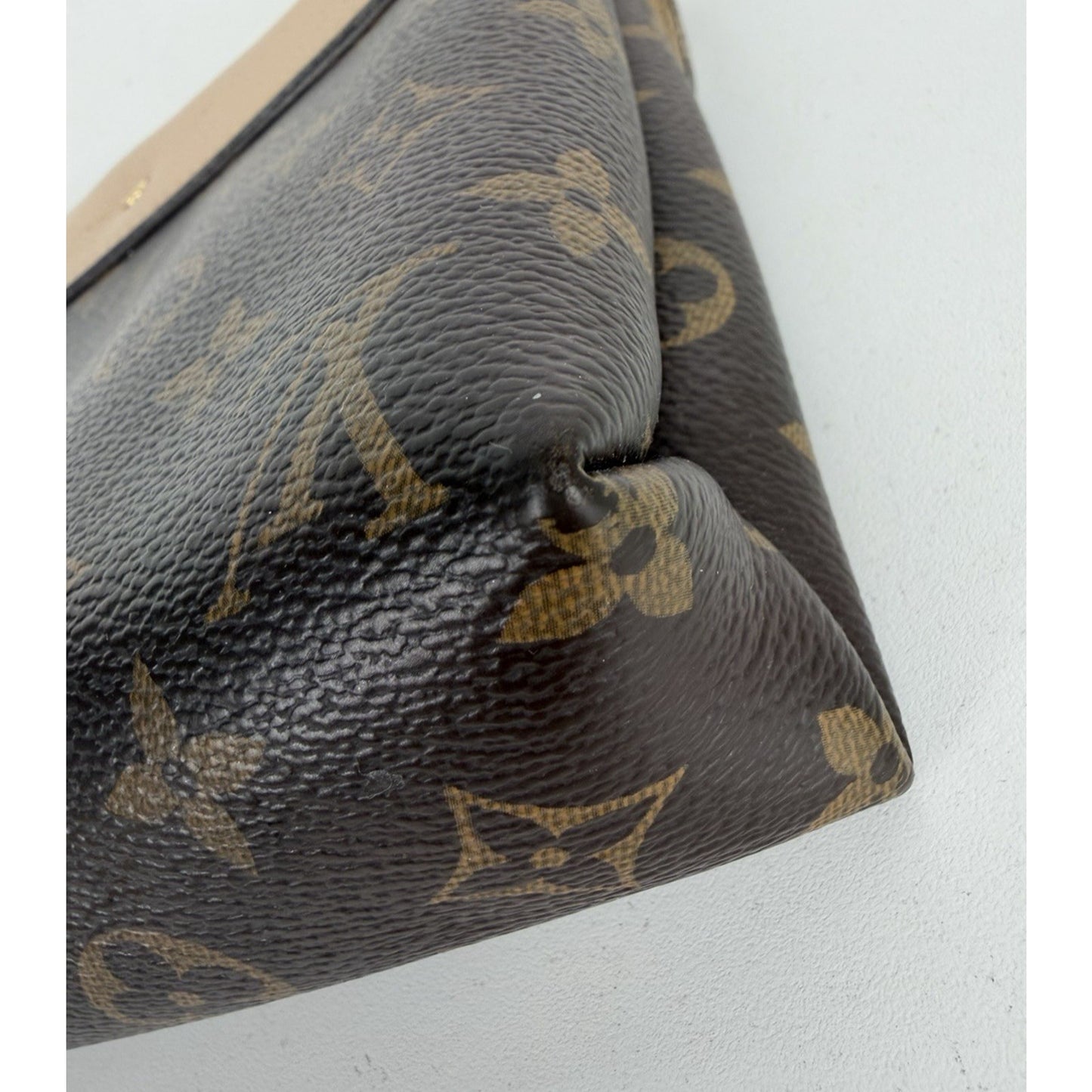 Louis Vuitton Pallas Chain Bag Beige Leather & Brown LV Monogram Canvas 2015 S05