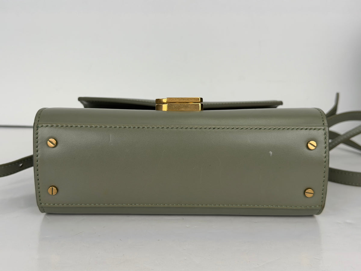 Saint Laurent Cassandra Mini Top Handle Bag in Sage Green Leather YS04