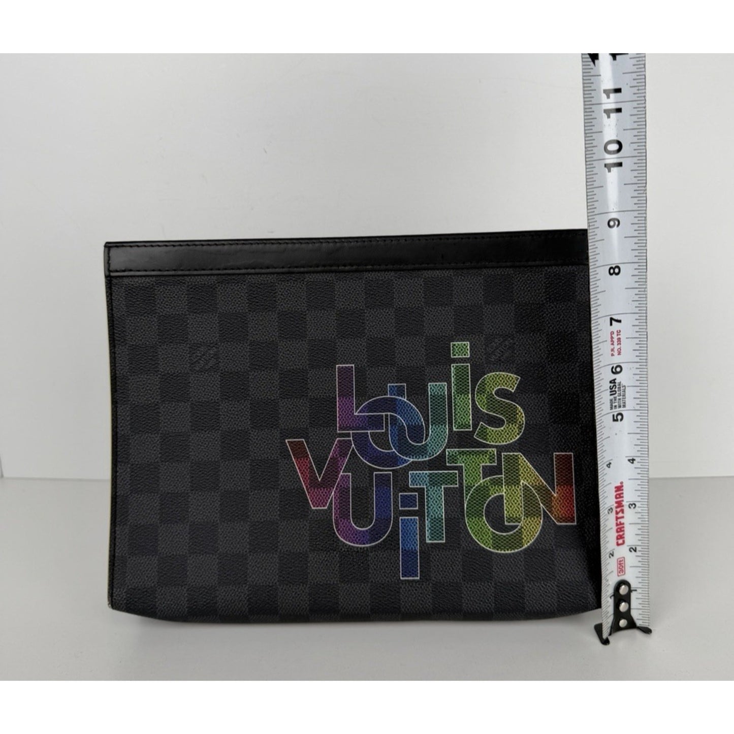 Louis Vuitton Pochette Voyage MM Bag Damier Graphite Canvas Rainbow Logo NFC S14