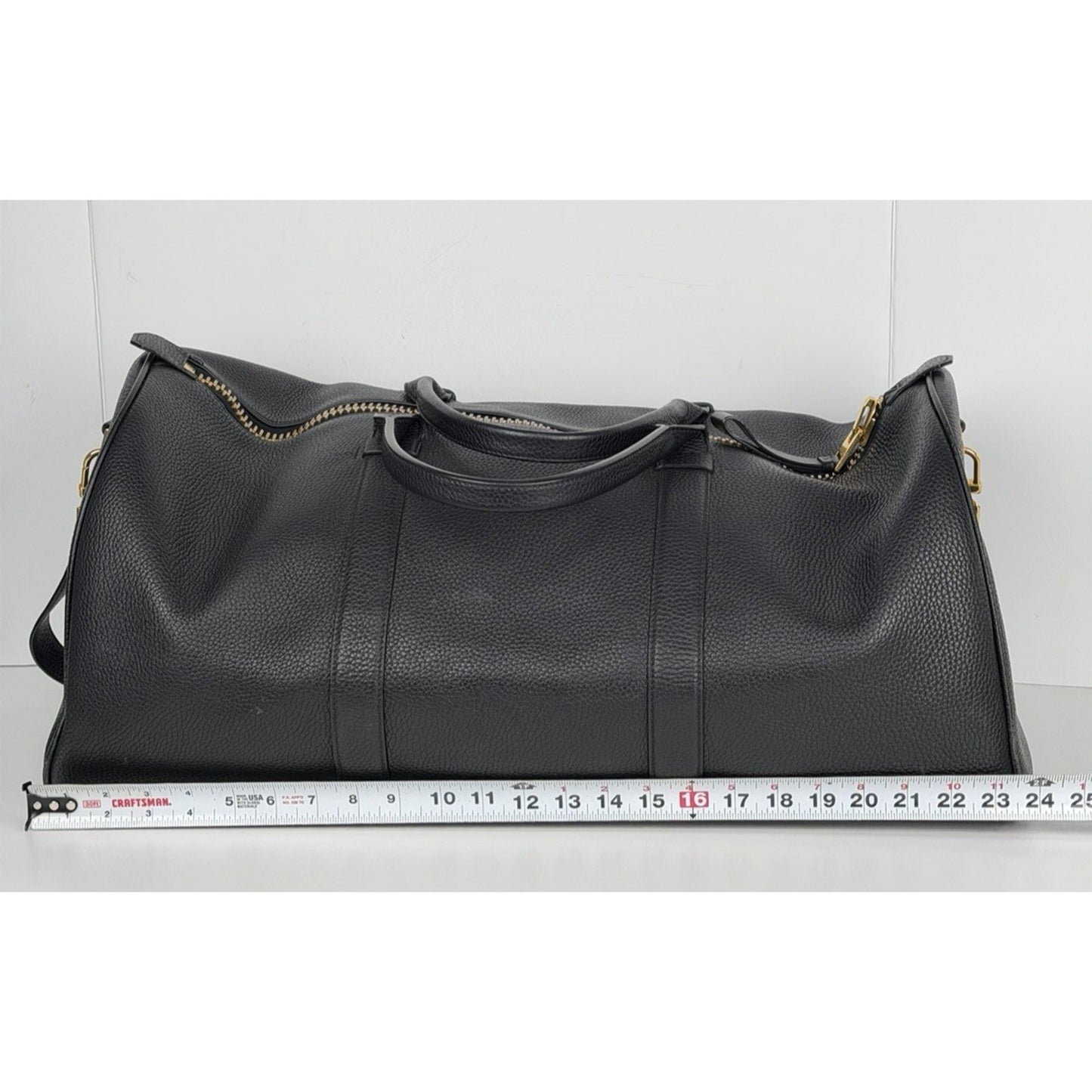 Tom Ford Weekend Black Grained Leather Duffle Bag Unisex&Gold-Tone Hardware
