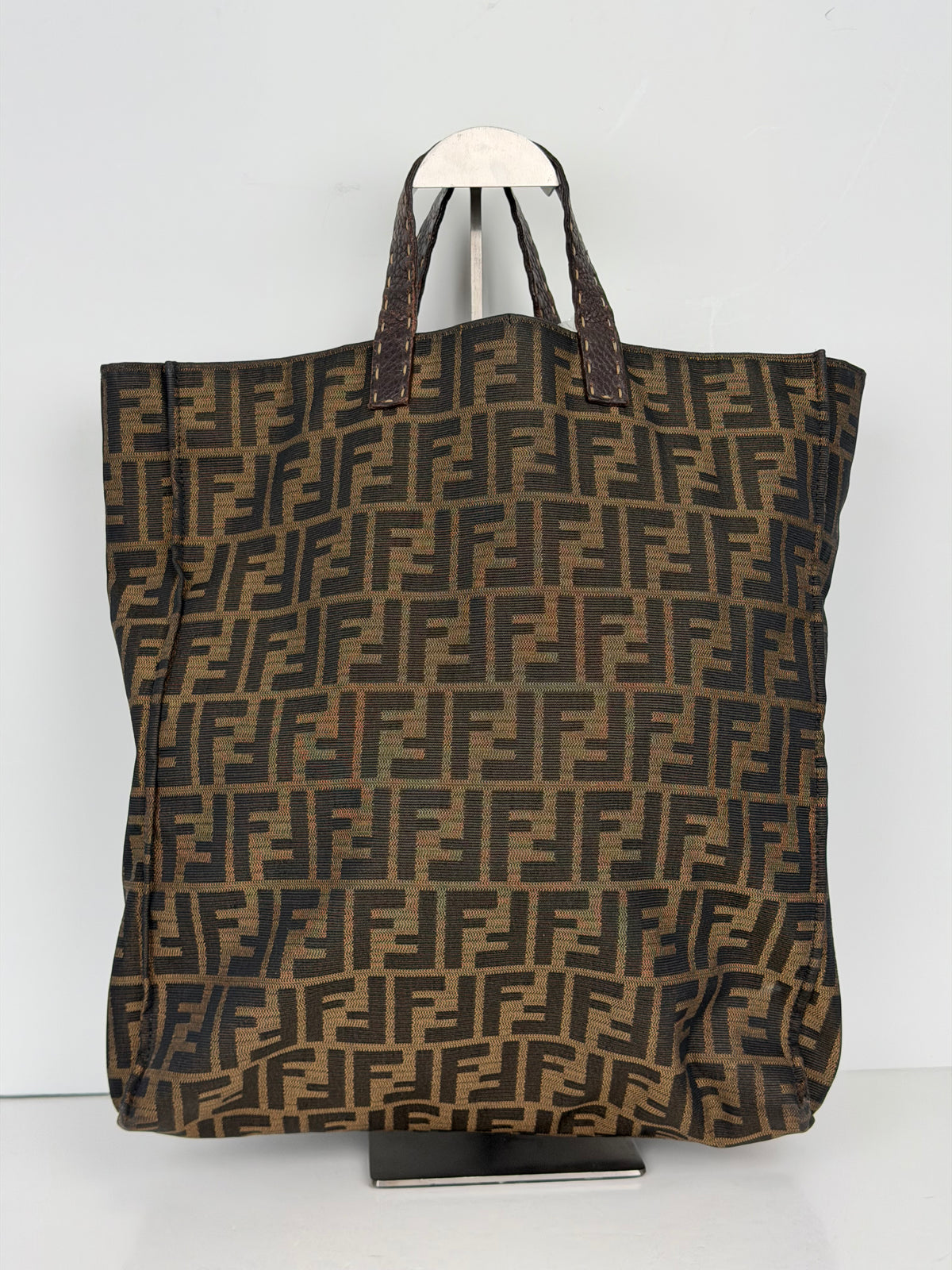 Fendi Tobacco Shopping Tote Bag in Zucca Monogram Brown Canvas YS09