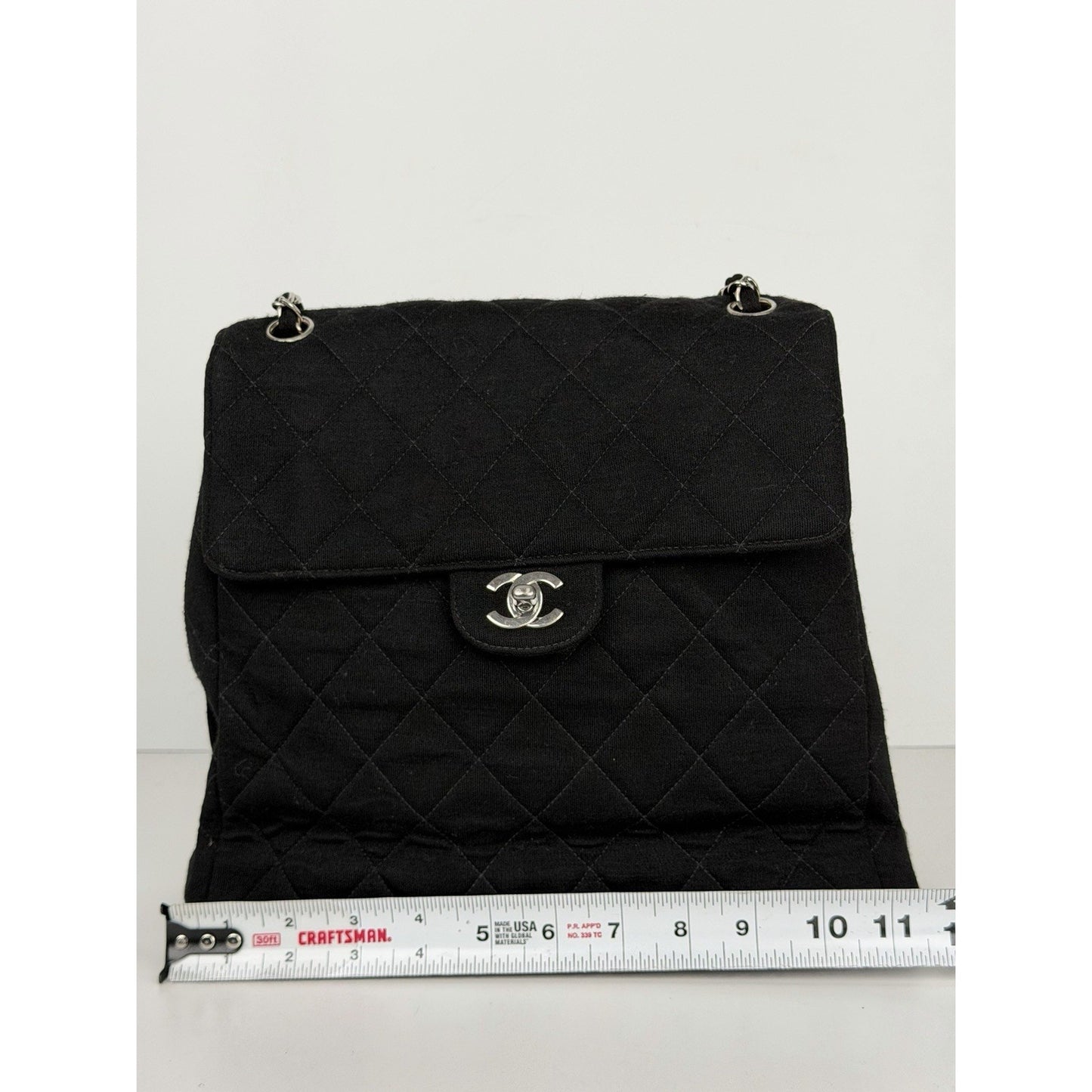 Chanel Black Cotton Two Side Flap Quilted Shoulder Bag Interlocking CC 1996-1997