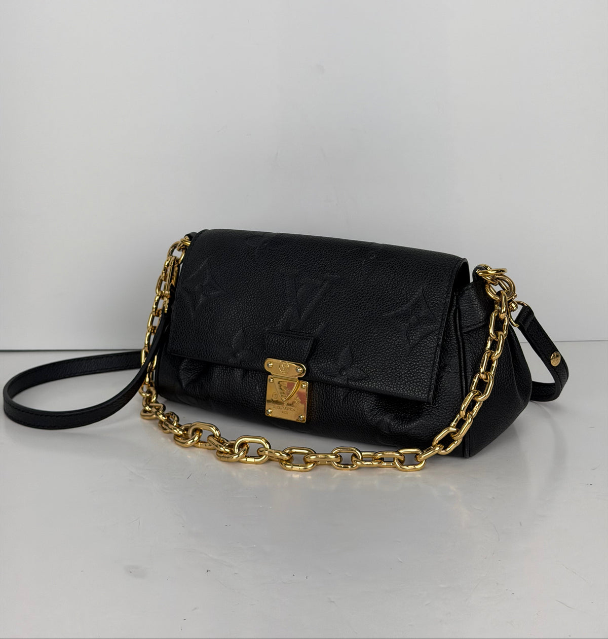 Louis Vuitton Favorite Crossbody Bag in Black Giant Monogram Empreinte Leather NFC YC2