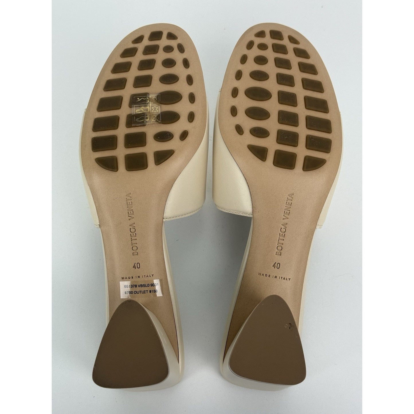 BOTTEGA VENETA Cream White Leather Sandals Mules Size 40