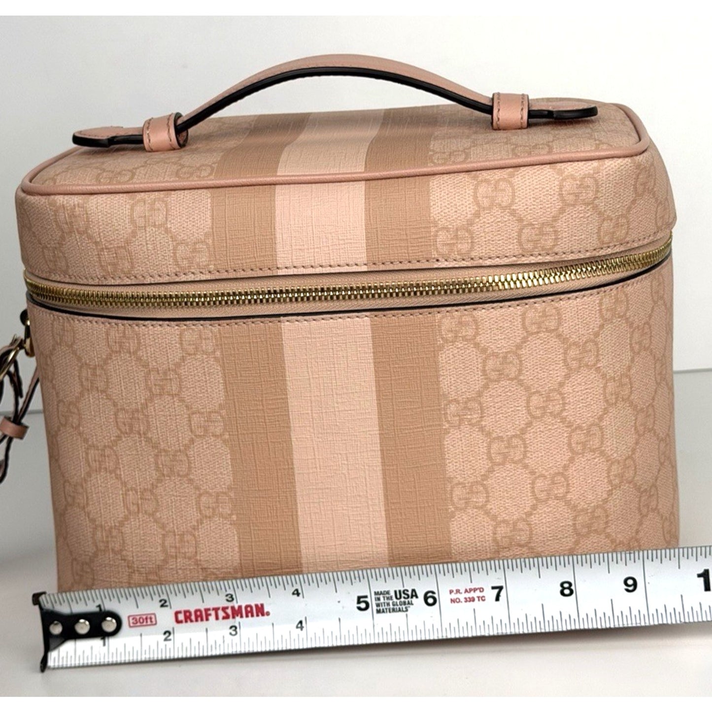 Gucci Ophidia Vanity Cosmetic Case Bag is Crafted from Pink GG Supreme Canvas S