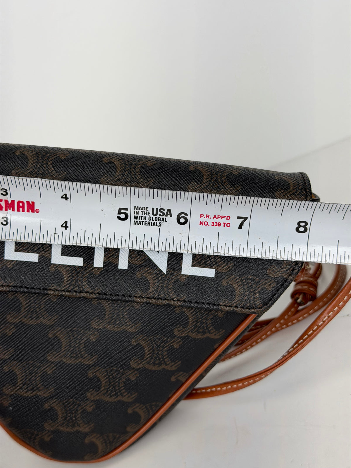 Celine Triangle Crossbody Bag in Brown Triomphe Coated Canvas YE-6