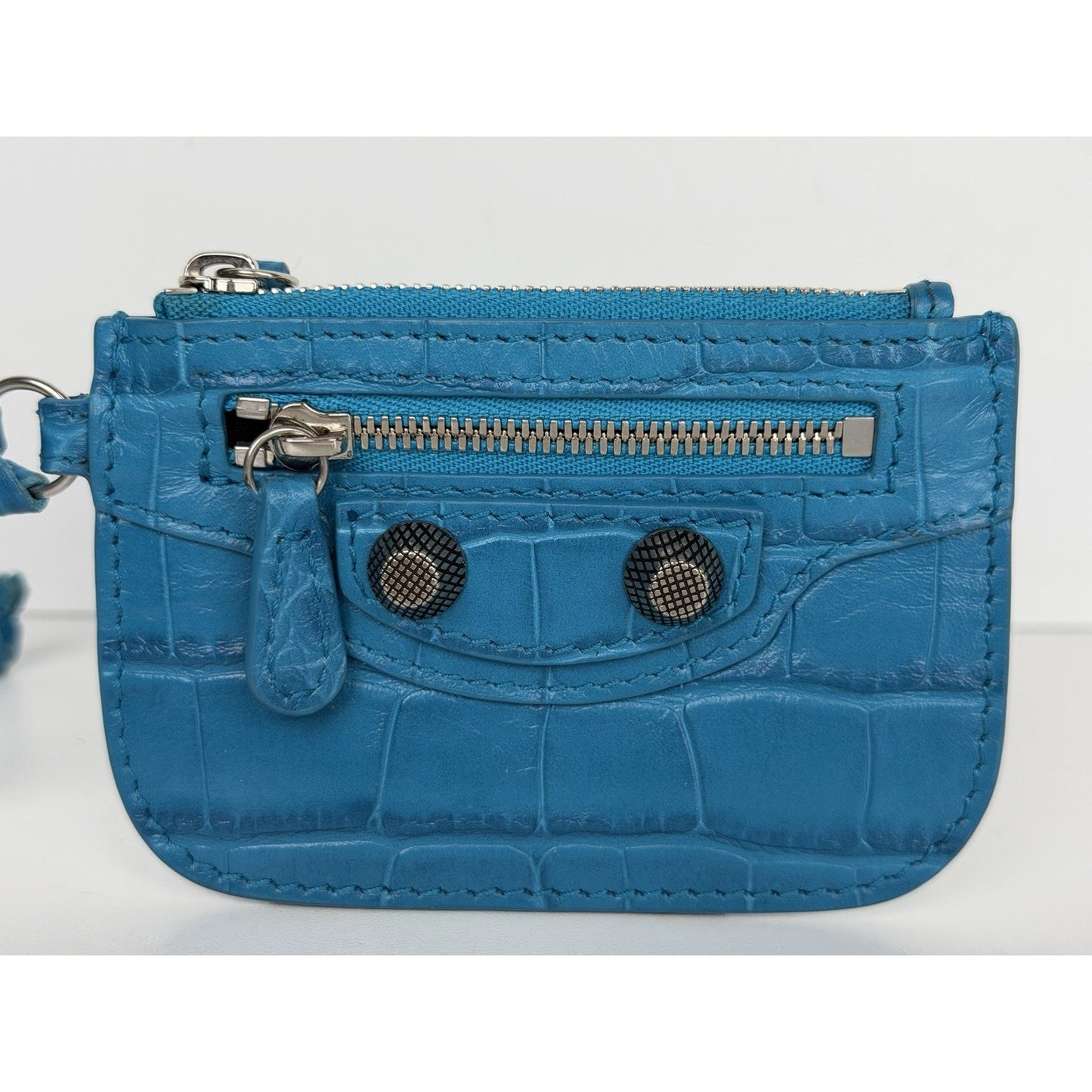 Balenciaga Le Cagole Coin Purse in Croc-Embossed Leather