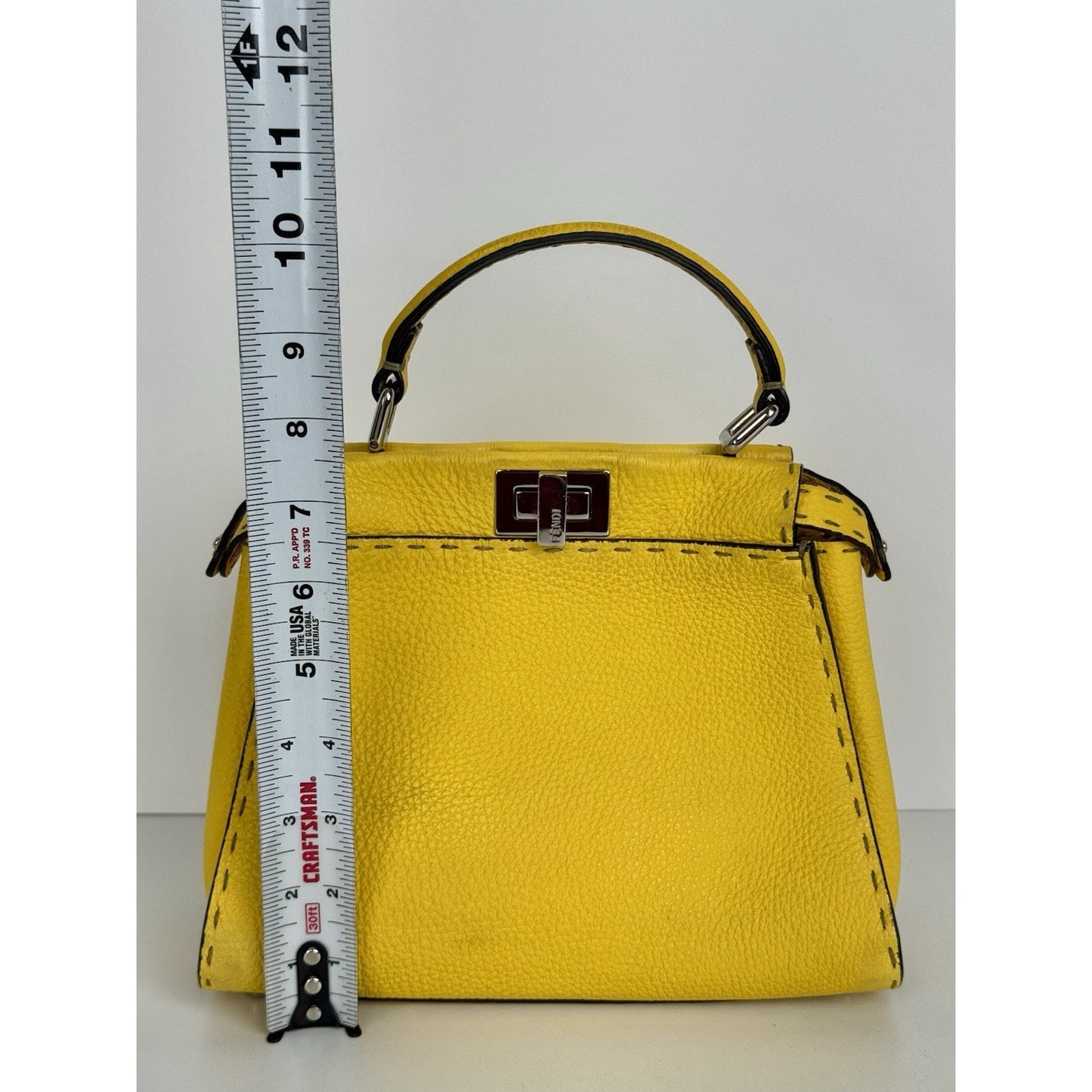 Fendi Peekaboo Mini Bag Yellow Leather Silver Hardware B-9