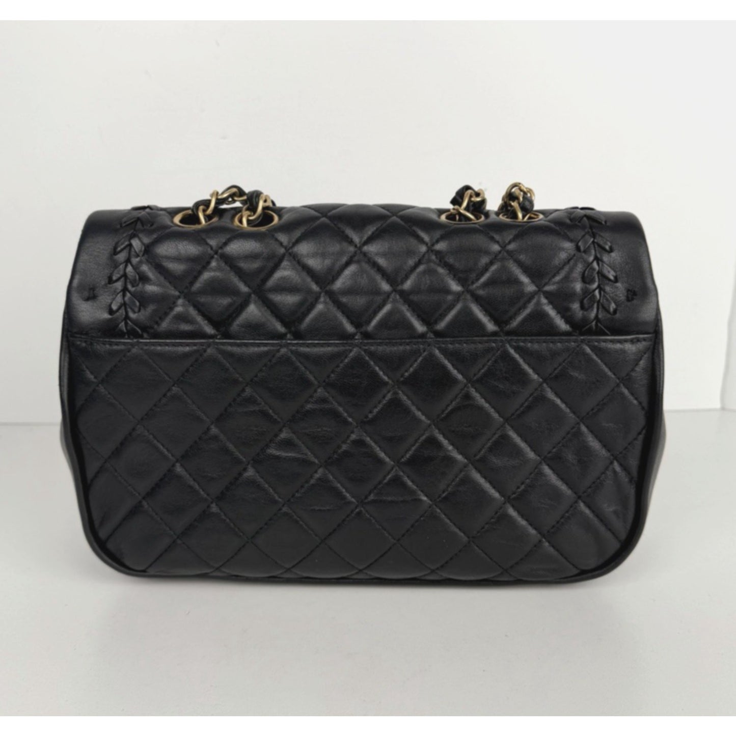 Chanel Braided Saddle Flap Bag in Quilted Black Leather & Gold Hardware 2018 C5