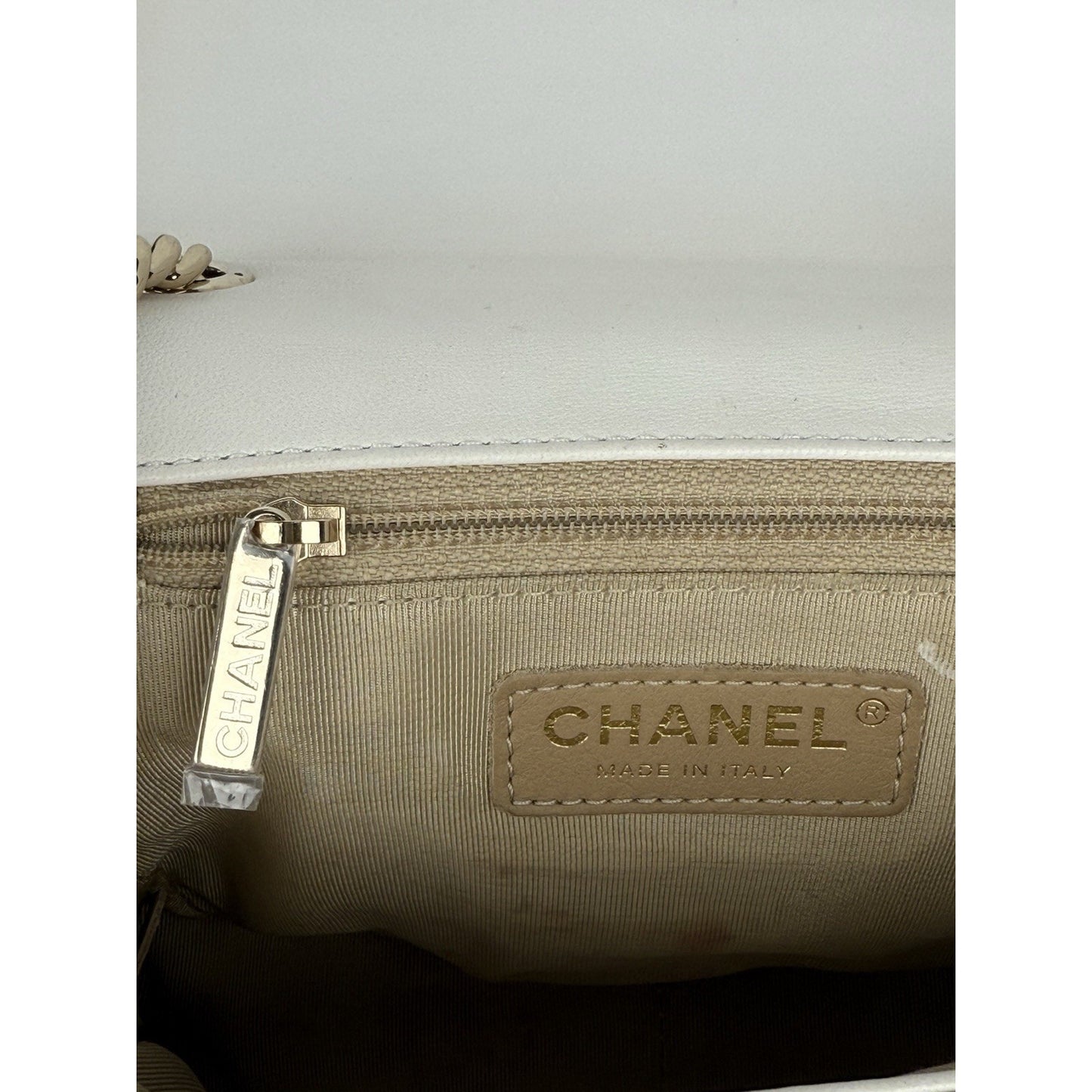 CHANEL White Lambskin Quilted Studded Beauty Begins Flap Shoulder Bag