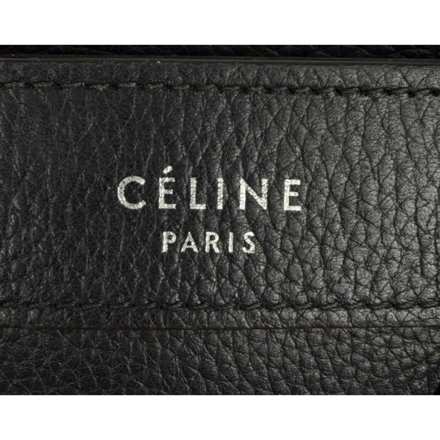 Celine Nano Luggage Bag in Black Structured Calfskin Leather S07