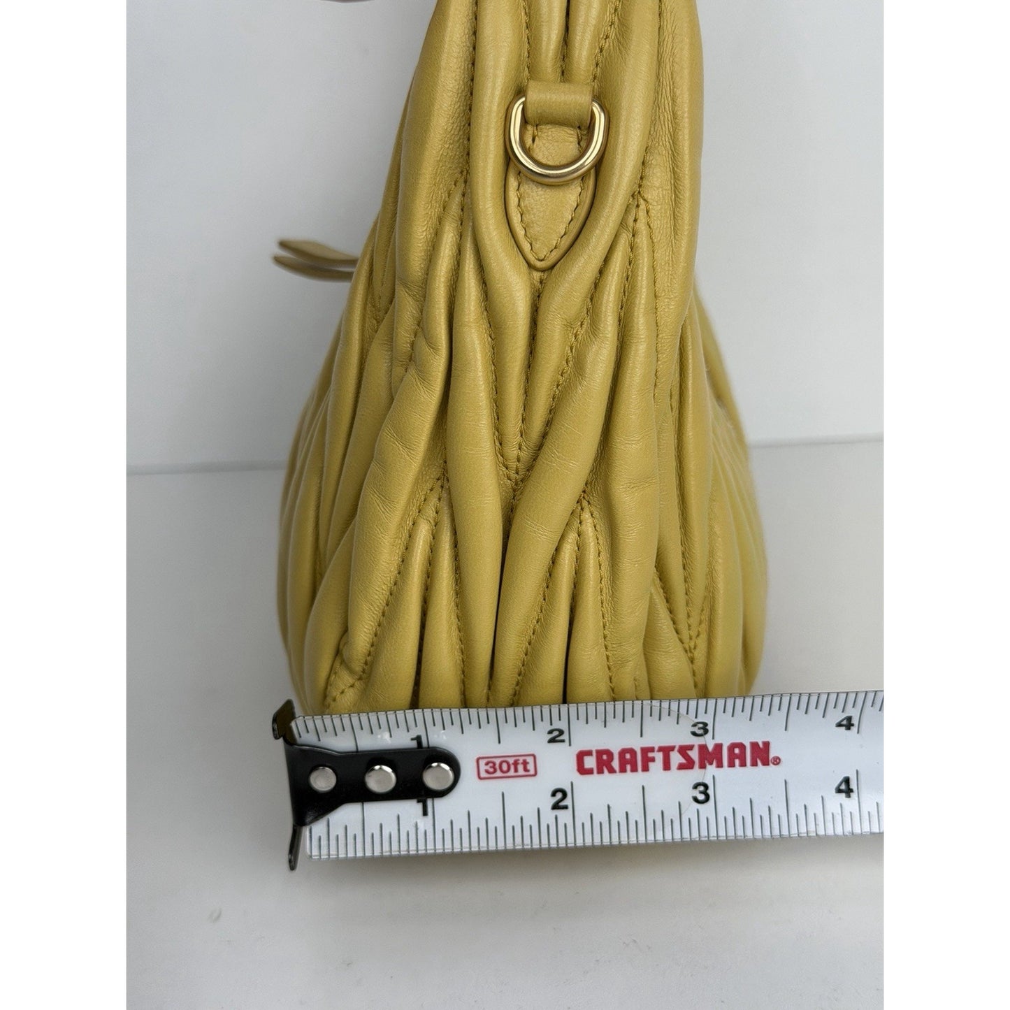 Miu Miu Wander Matelasse Nappa Leather Hobo Bag Small in Yellow