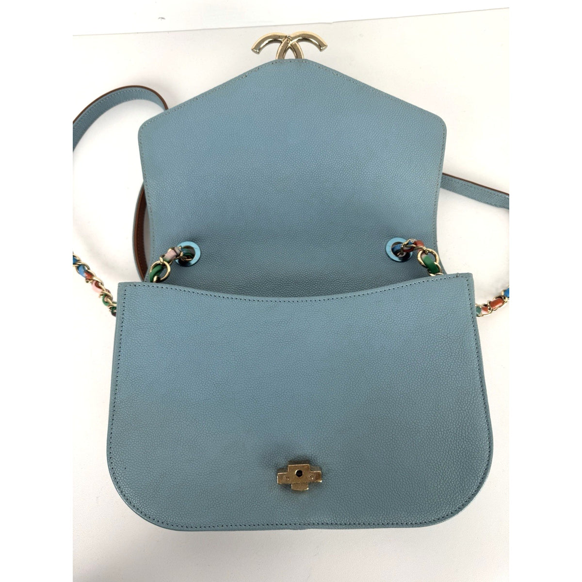 Chanel Paris-Cuba Medium Top Handle Shoulder Bag in Blue Caviar Leather 2017 D4