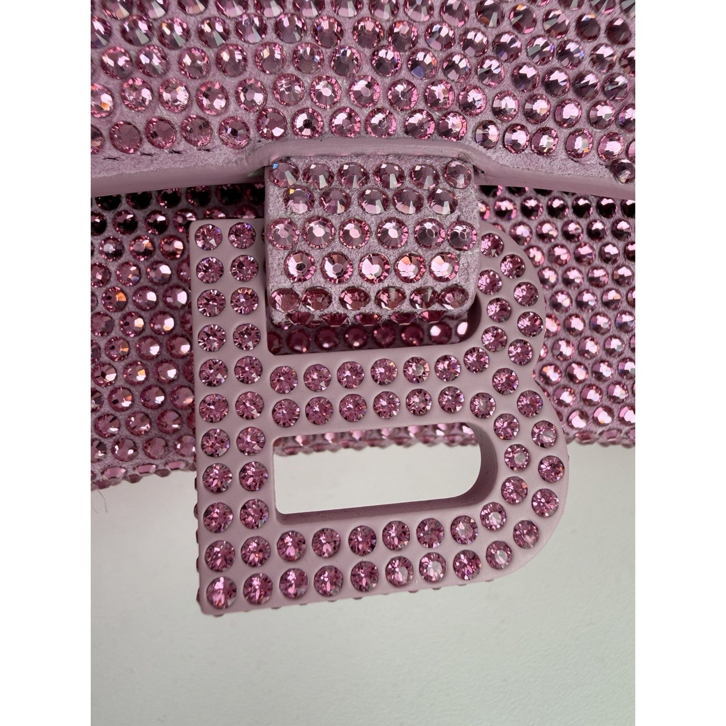 Balenciaga Strass Suede Hourglass Top Handle Bag XS in Pink B1
