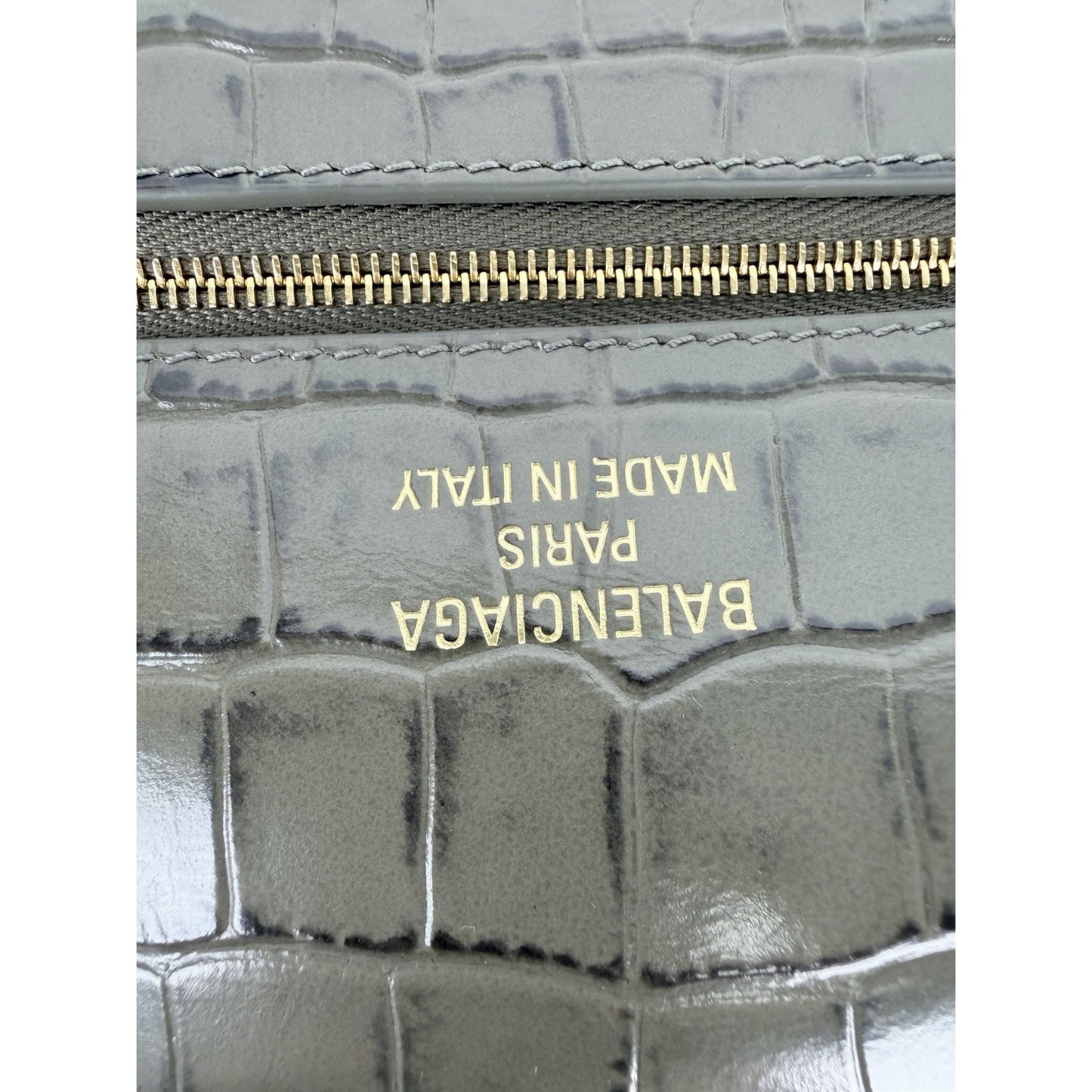 Balenciaga Bel Air Small Clutch Bag in Khaki Leather Gold-Tone Hardware C6