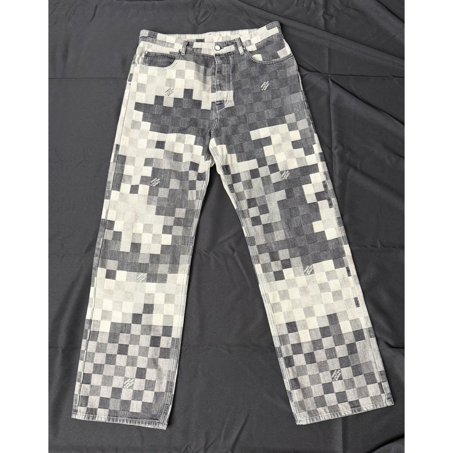 Louis Vuitton Damoflage Denim Skate Pants in Washed Black Tone 33 Size
