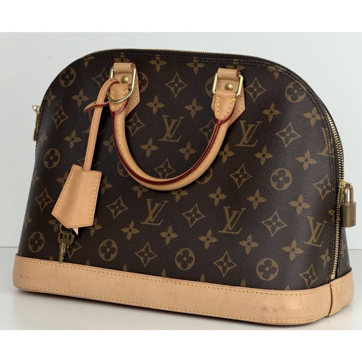 Louis Vuitton Alma PM Bag in Brown Coated Canvas with Leather Trim NFC S