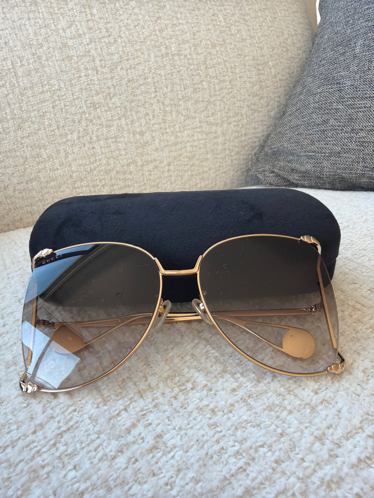 Gucci Oversized Faur Pearl Sunglasses