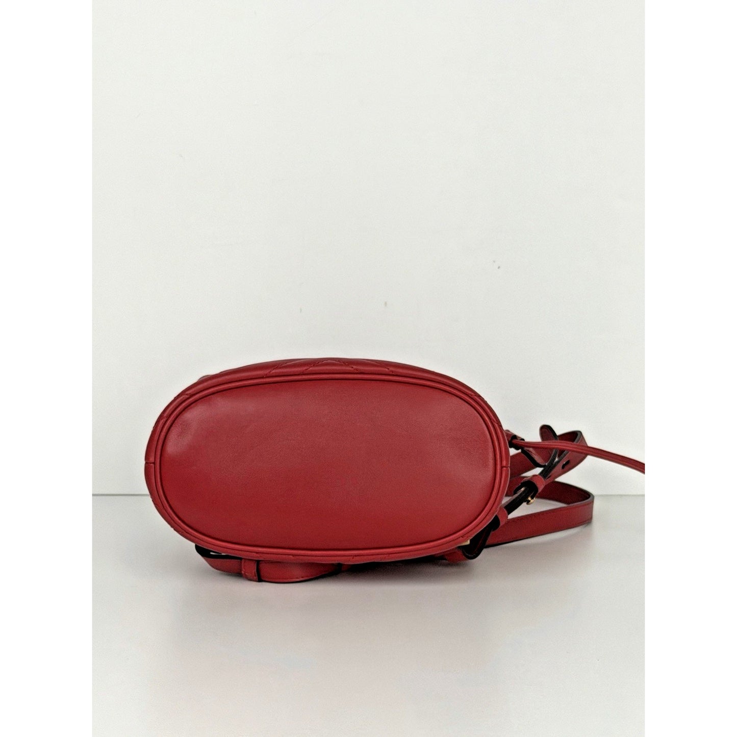 Gucci Marmont Drawstring Mini Backpack Matelasse Leather Red