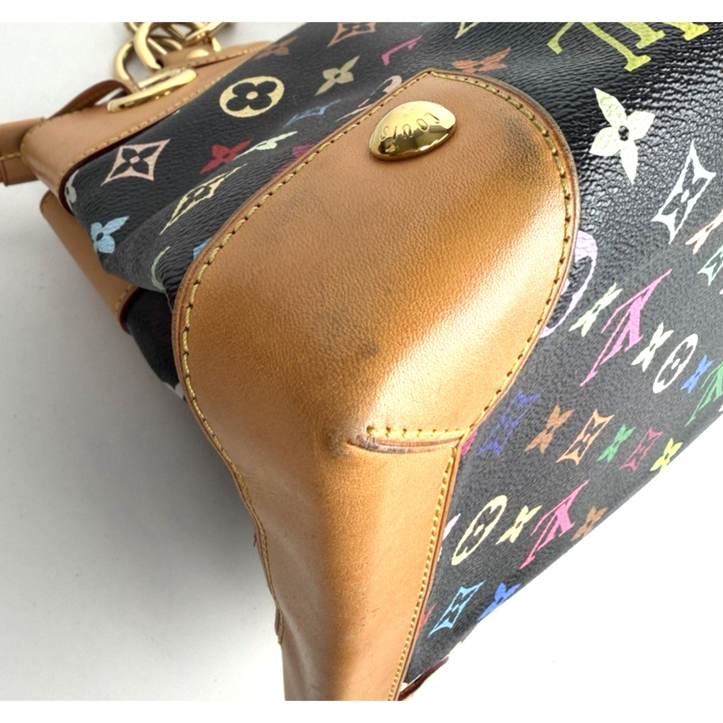 Louis Vuitton x Takashi Murakami Ursula Bag in Black and Multicolore Coated D-4