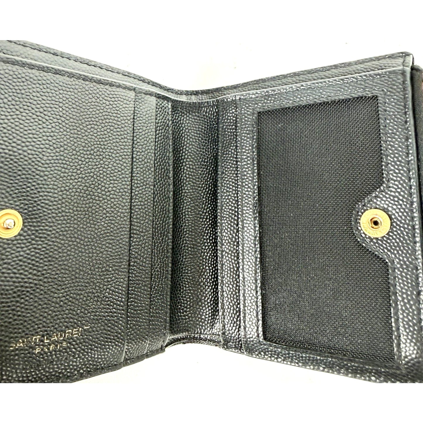 Saint Laurent Cassandre Quilted Grain De Poudre Leather Wallet in Black K3