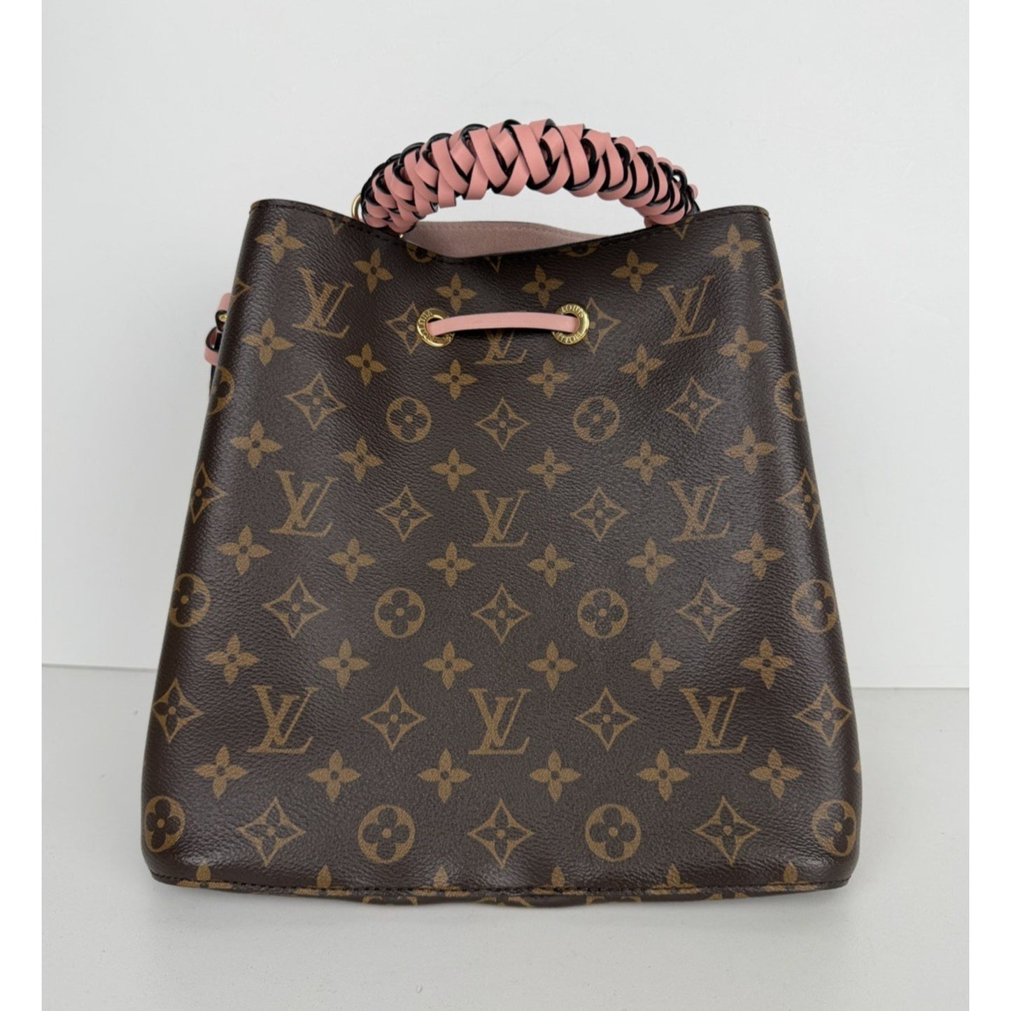 Louis Vuitton NéoNoé MM Bag Brown Monogram Canvas & Rose Poudre Leather 2018 F1