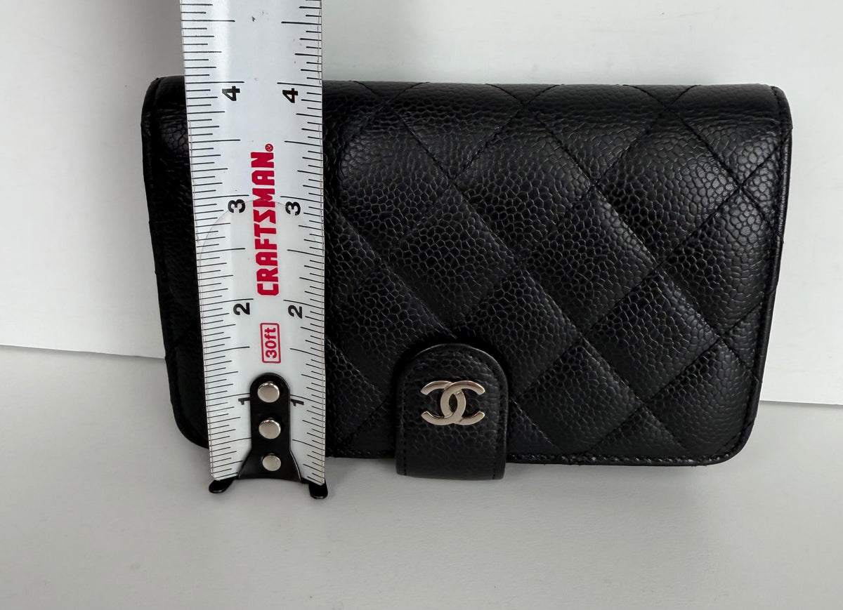Chanel Quilted Caviar Leather Long Wallet in Black CC Logo 2006 K3