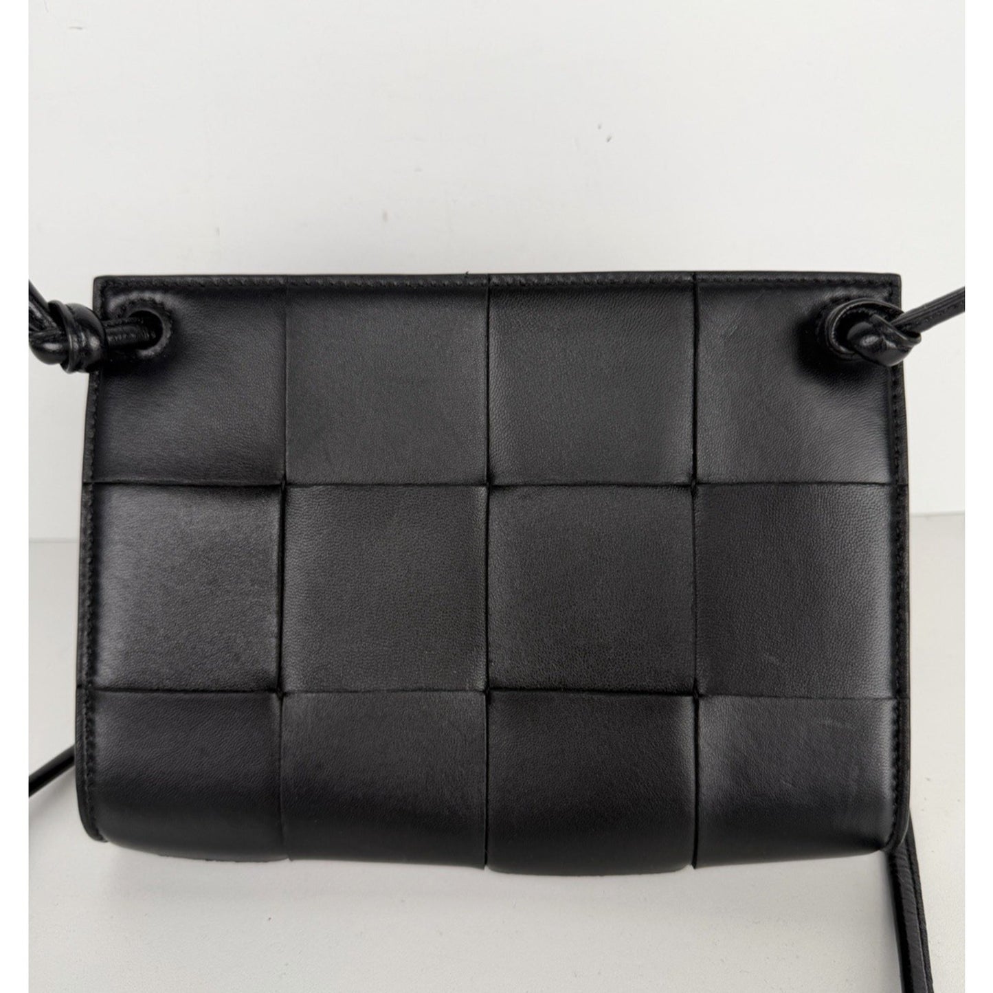 Bottega Veneta Cassette Pouch on Strap Bag Mini Black Intrecciato Leather NFC S5