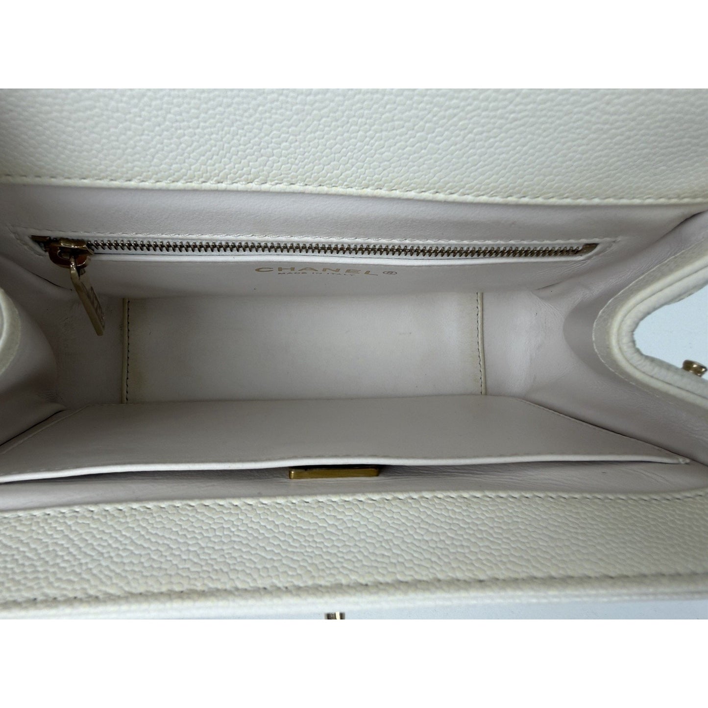 Chanel Business Affinity Flap Bag Small in White Quilted Caviar Leather NFC E4