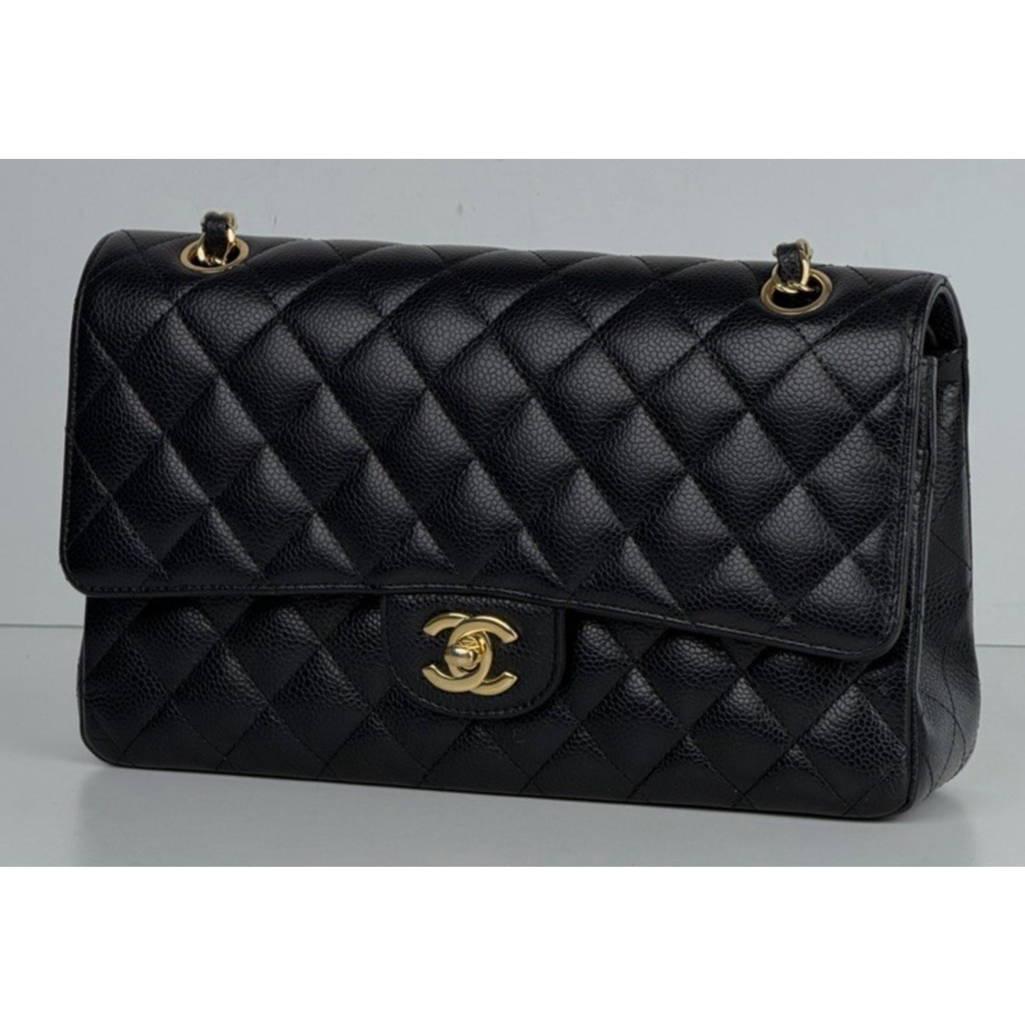 Chanel Classic Double Flap Medium Bag Black Caviar Leather Gold Hardware 2019 D7
