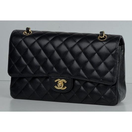 Chanel Classic Double Flap Medium Bag Black Caviar Leather Gold Hardware 2019 D7