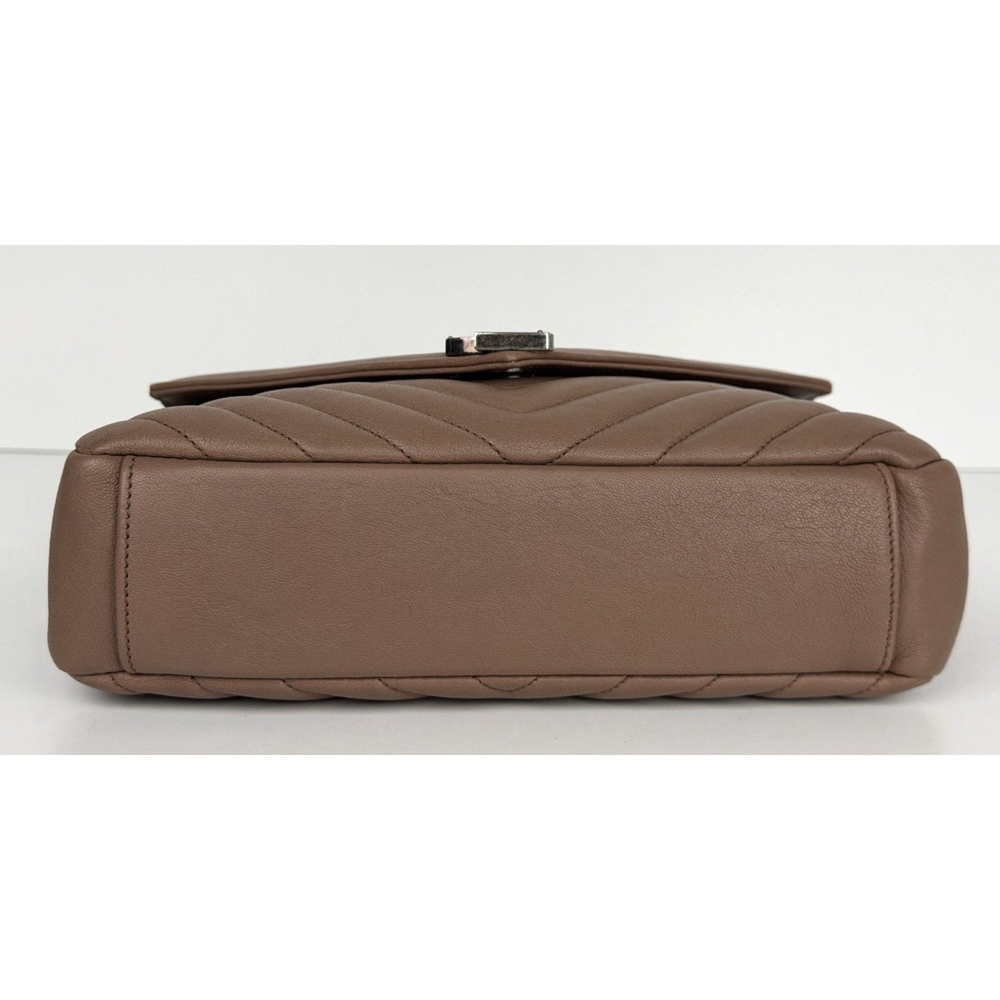 Saint Laurent Monogram College Bag Medium in Brown Quilted Chevron Leather C4