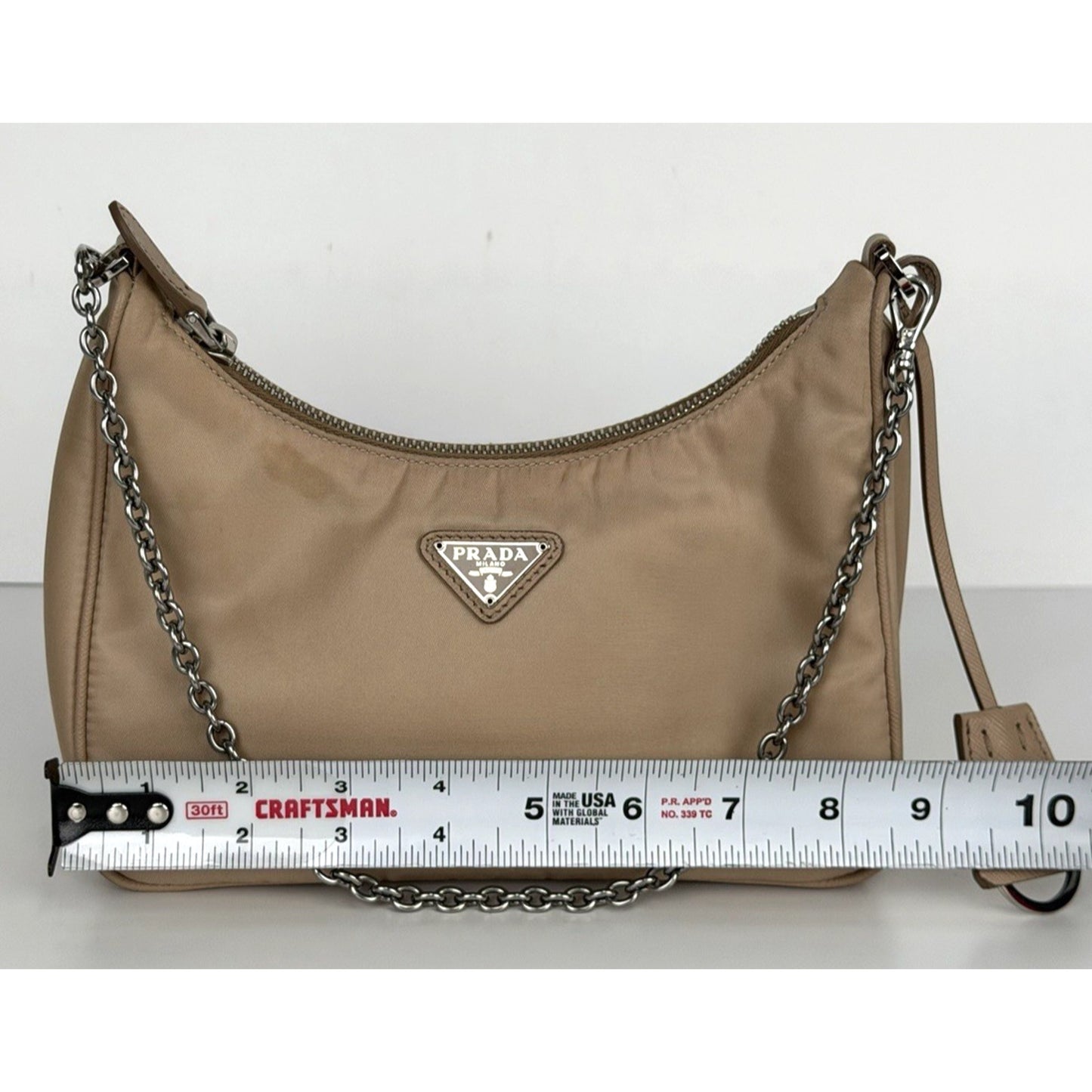 Prada Tessuto Nylon Re-edition 2005 Beige Crossbody Bag S04