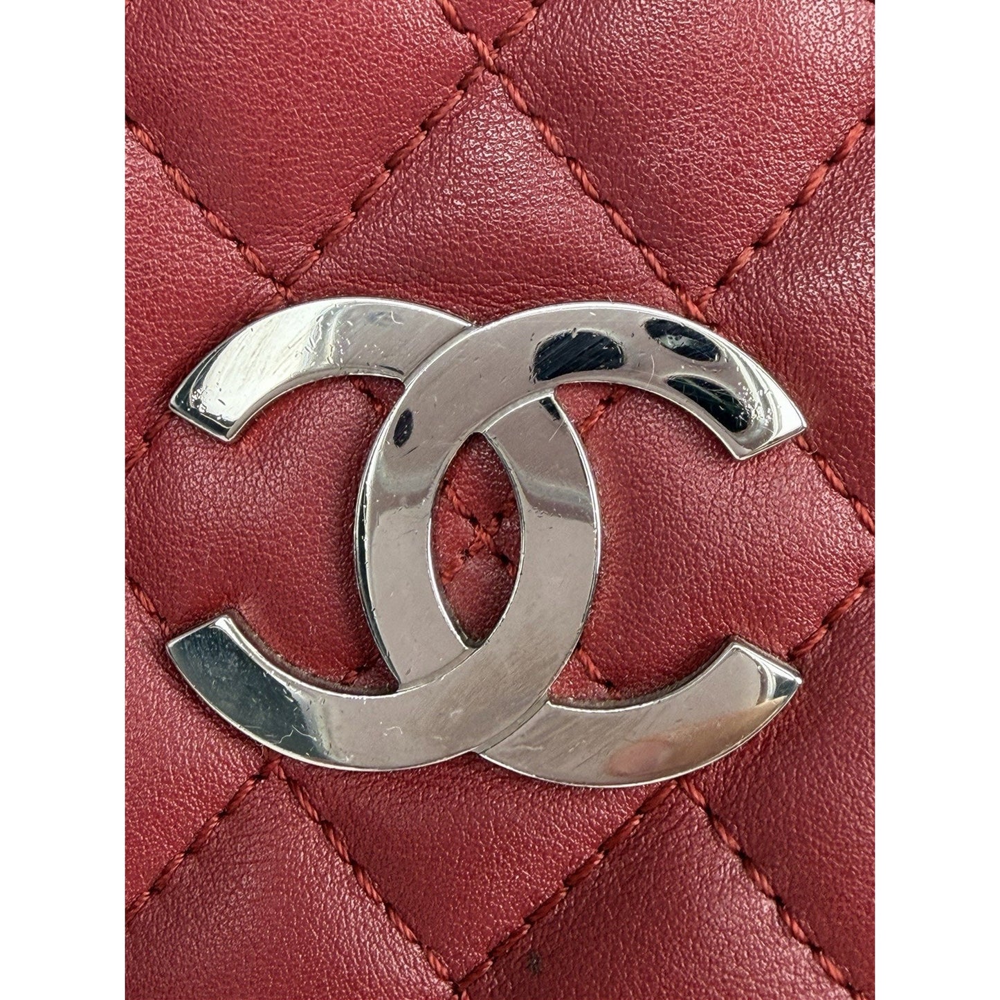 Chanel In The Business Tote Bag Medium in Red Leather Silver Hardware 2011 E-1
