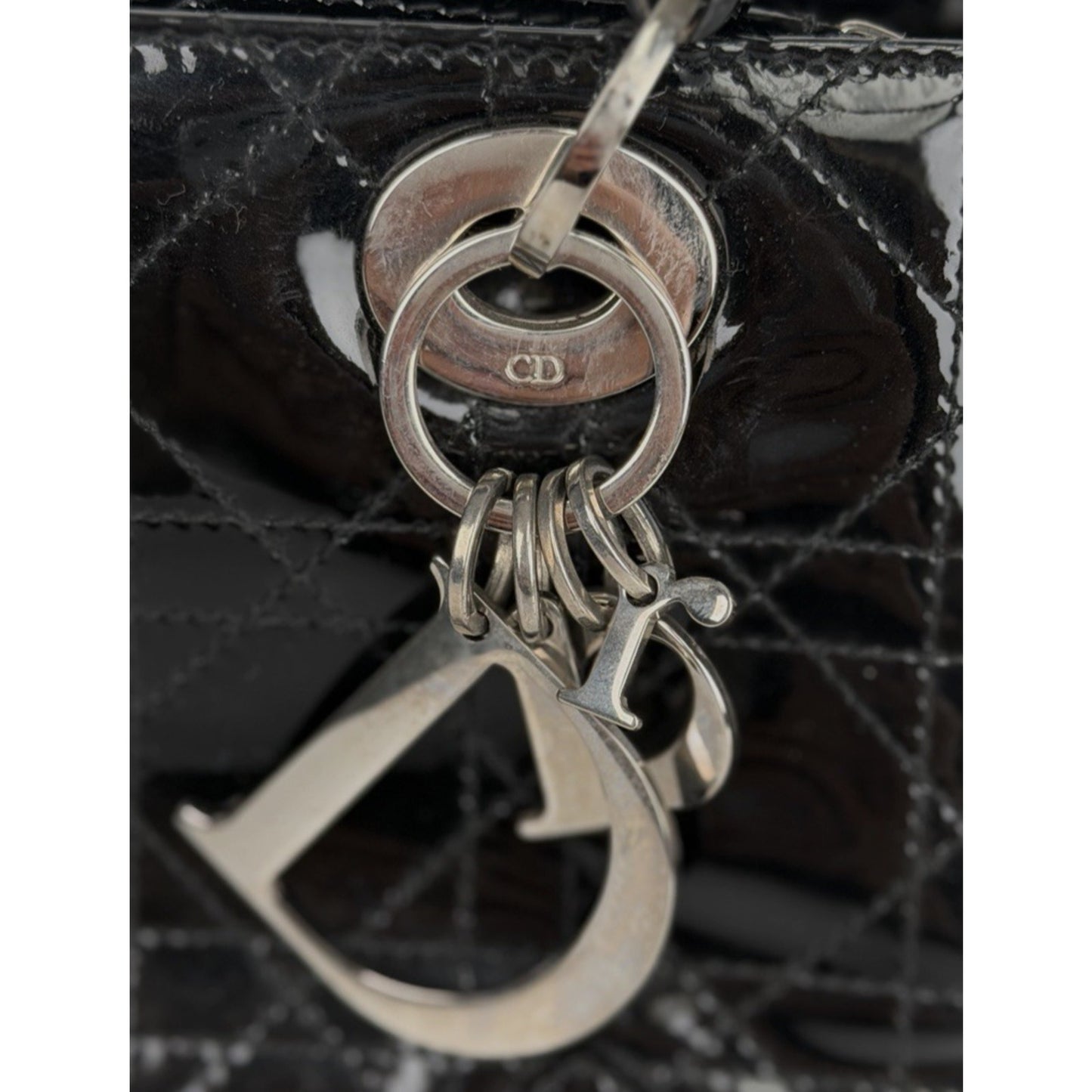 Christian Dior East-West Lady Dior Cannage Shoulder Bag 2005 Black Leather S09
