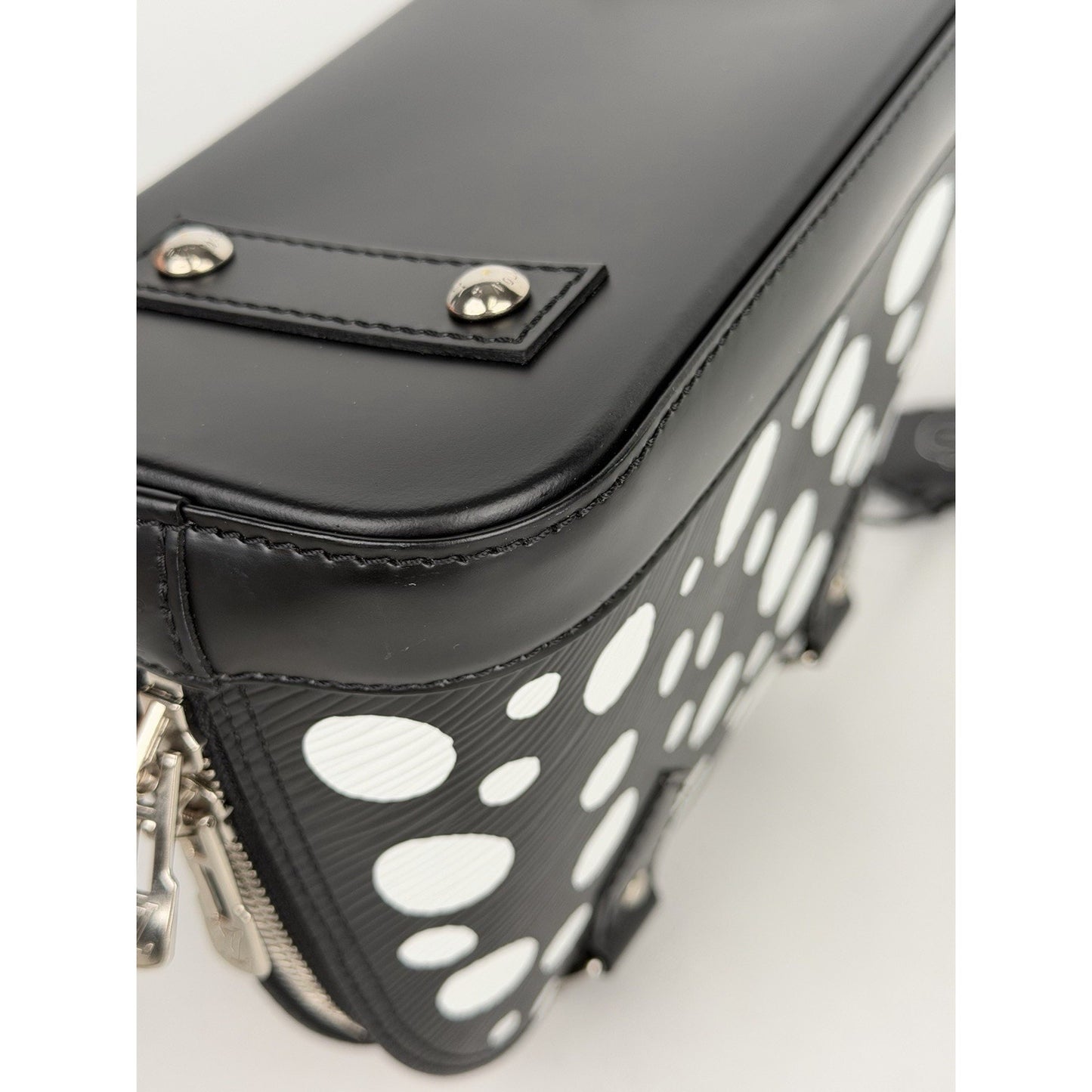 Louis Vuitton x Yayoi Kusama Alma BB Handbag in Black Epi Leather NFC C8