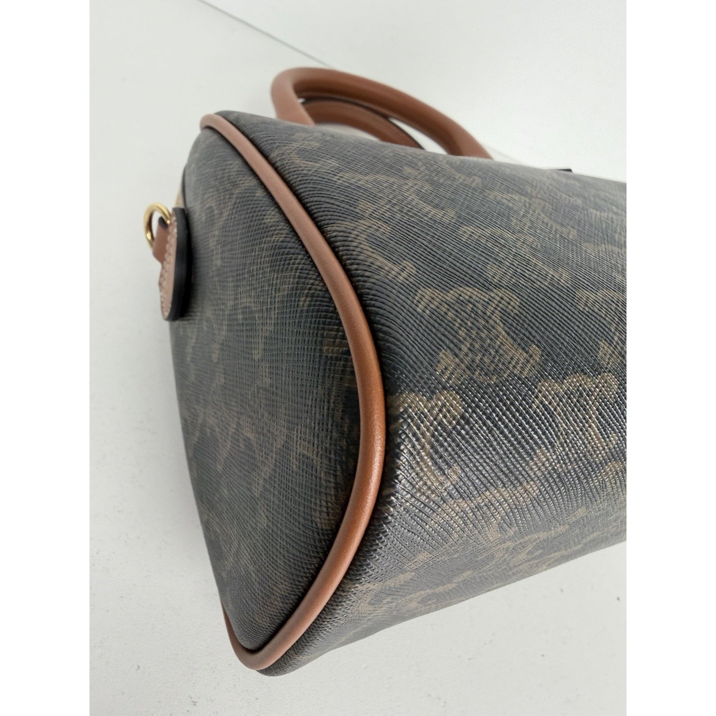 Celine Small Boston Bag in Tan Triomphe Coated Canvas F1