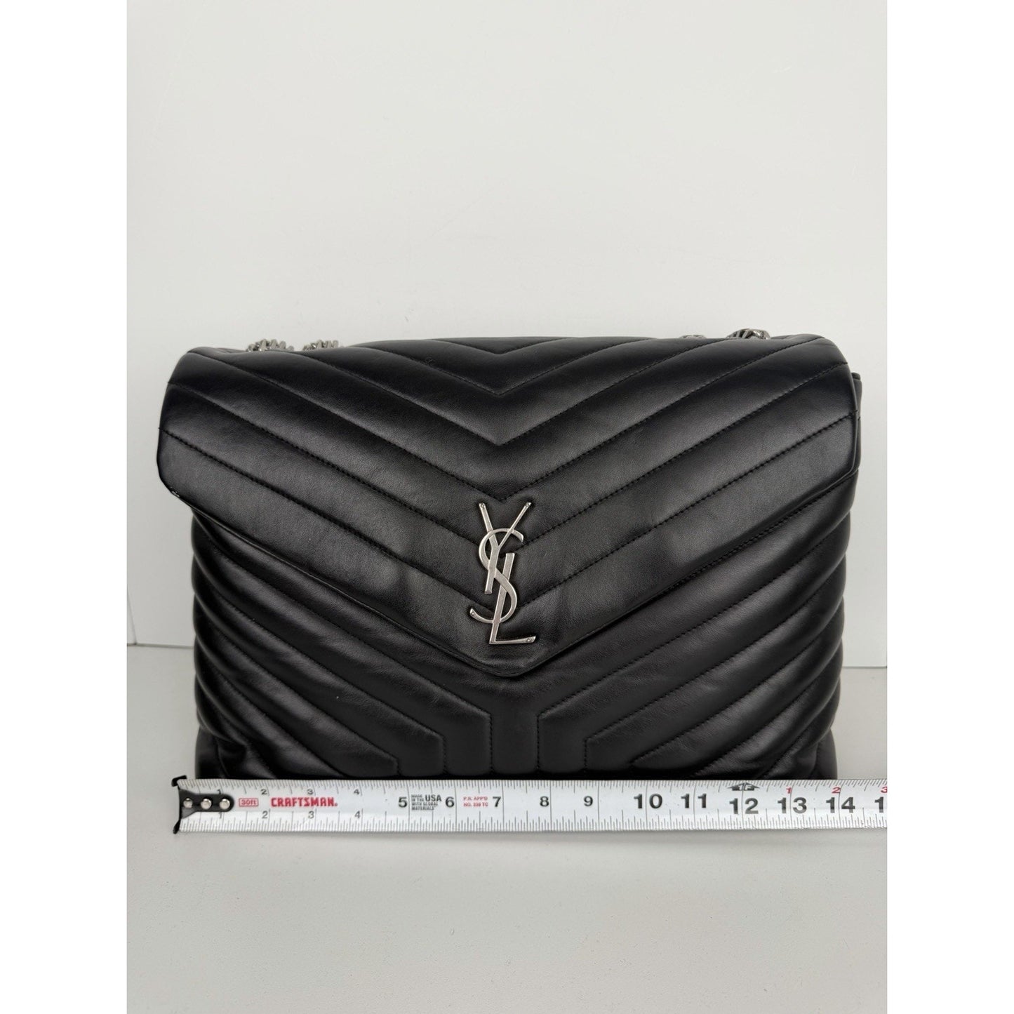 Saint Laurent Loulou Shoulder Bag Large Black Quilted Leather Silver Hardware B2