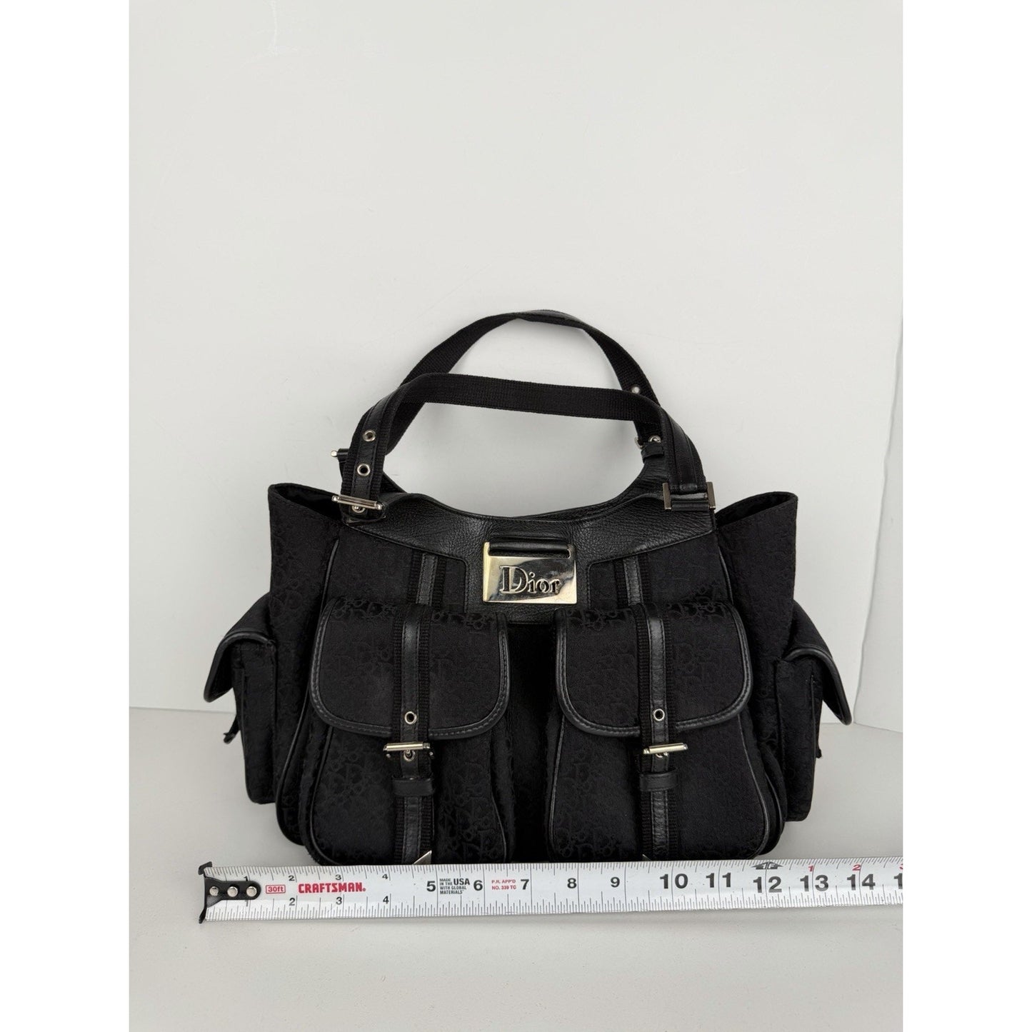 Christian Dior Vintage Diorissimo Multi-Pocket Shoulder Bag Black Canvas 2005 S7