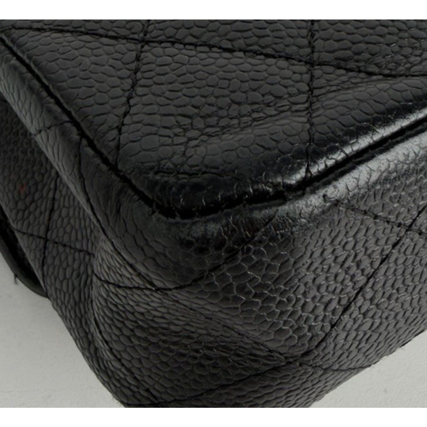 Chanel Classic Double Flap Medium Bag in Black Quilted Caviar Leather E-5