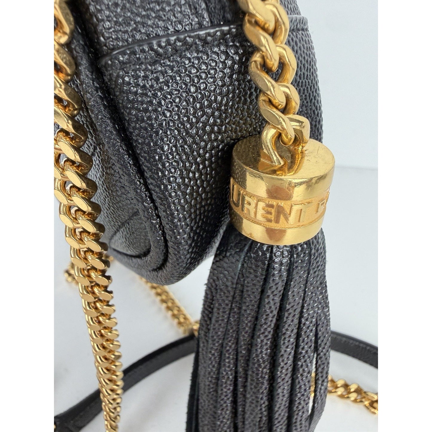 Saint Laurent Lou Camera Bag Mini in Black Quilted Grain De Poudre Leather S-01