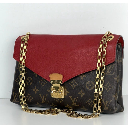Louis Vuitton Pallas Chain Bag in Monogram Coated Canvas/Red leather 2014 S17