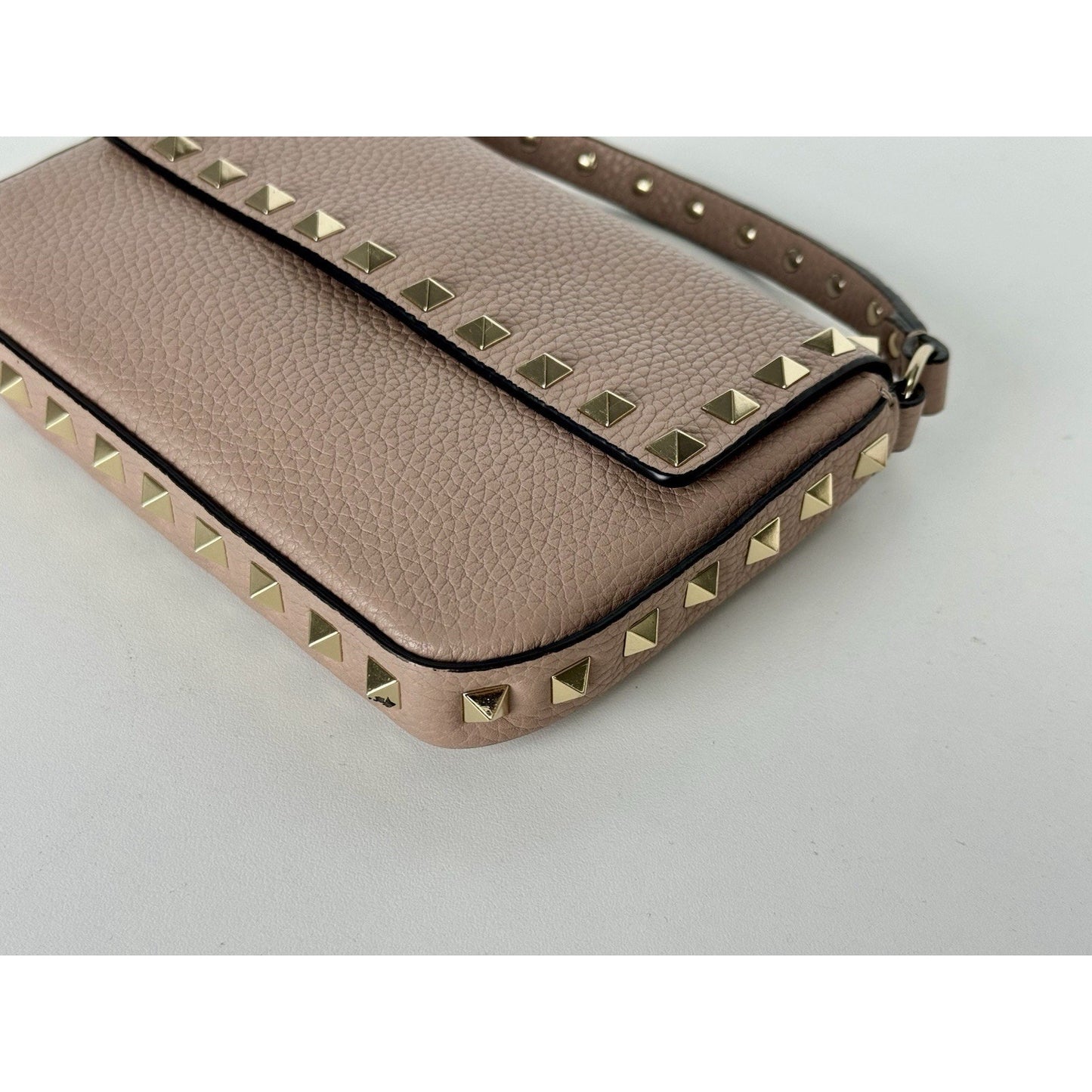 Valentino Rockstud Top Handle Mini Bag in Pastel Pink Grained Leather B-1