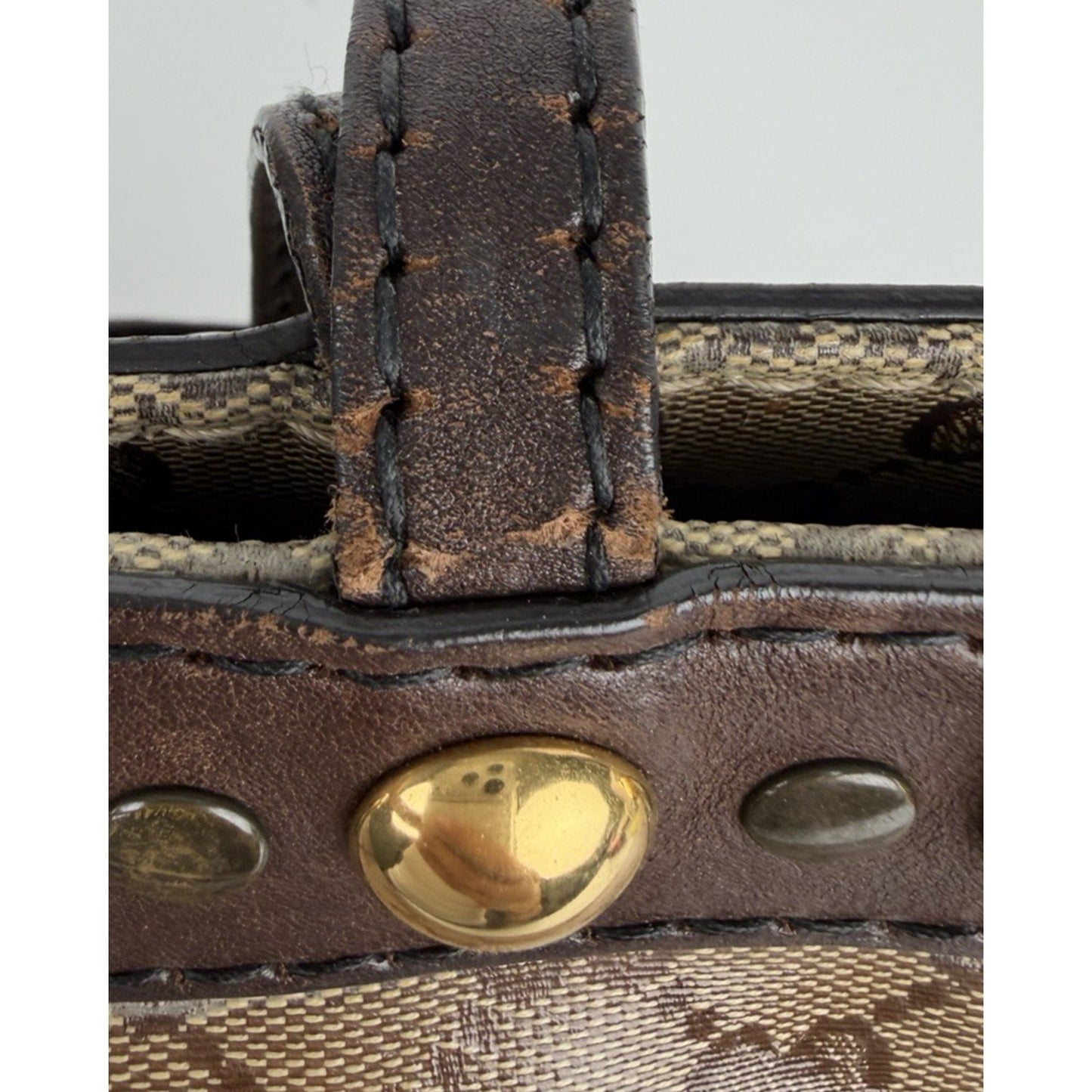 Gucci GG Crystal Babouska Medium Tote Bag in Brown Coated Canvas S10