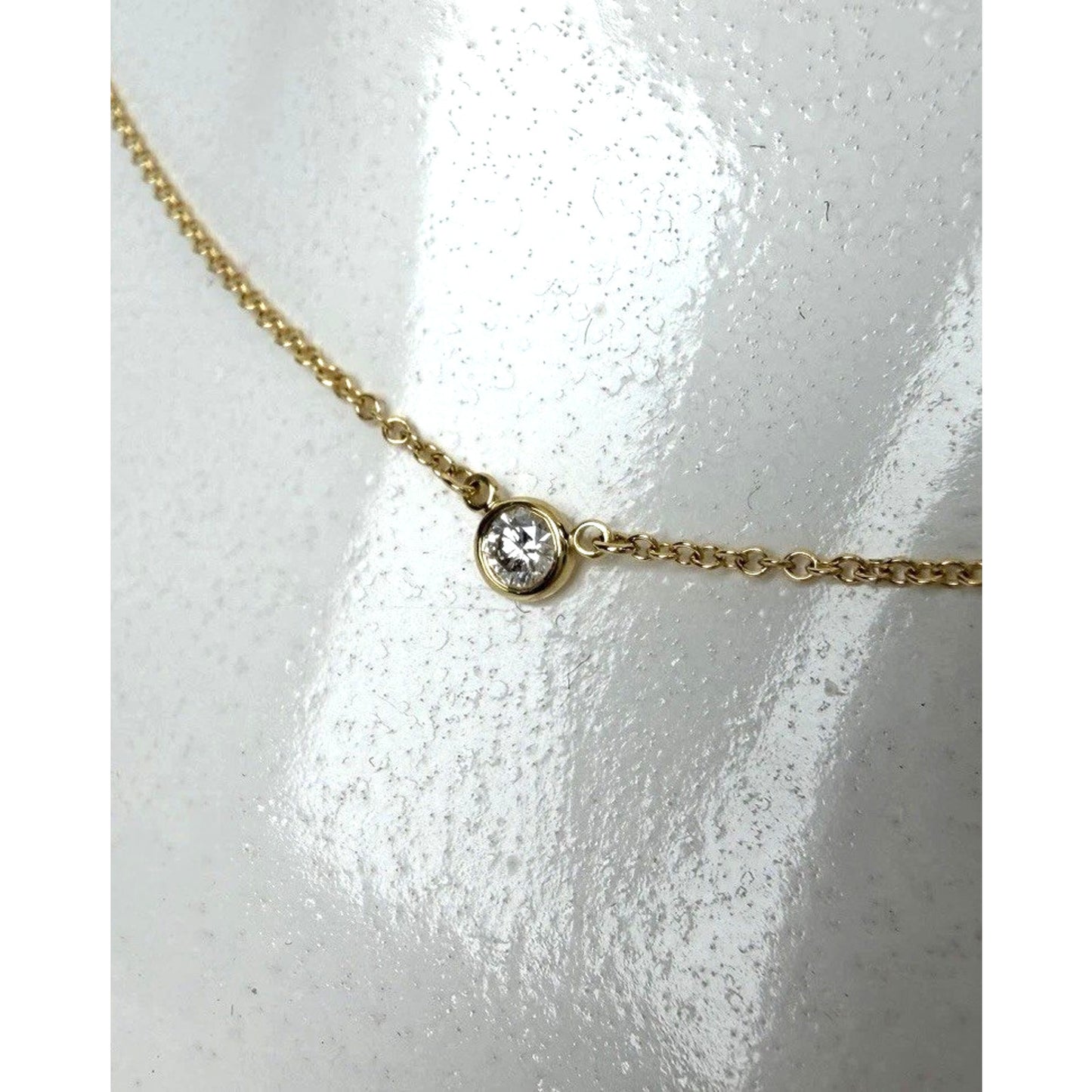 Tiffany & Co. Elsa Peretti 18k Yellow Gold & Diamond Pendant Necklace 16 In