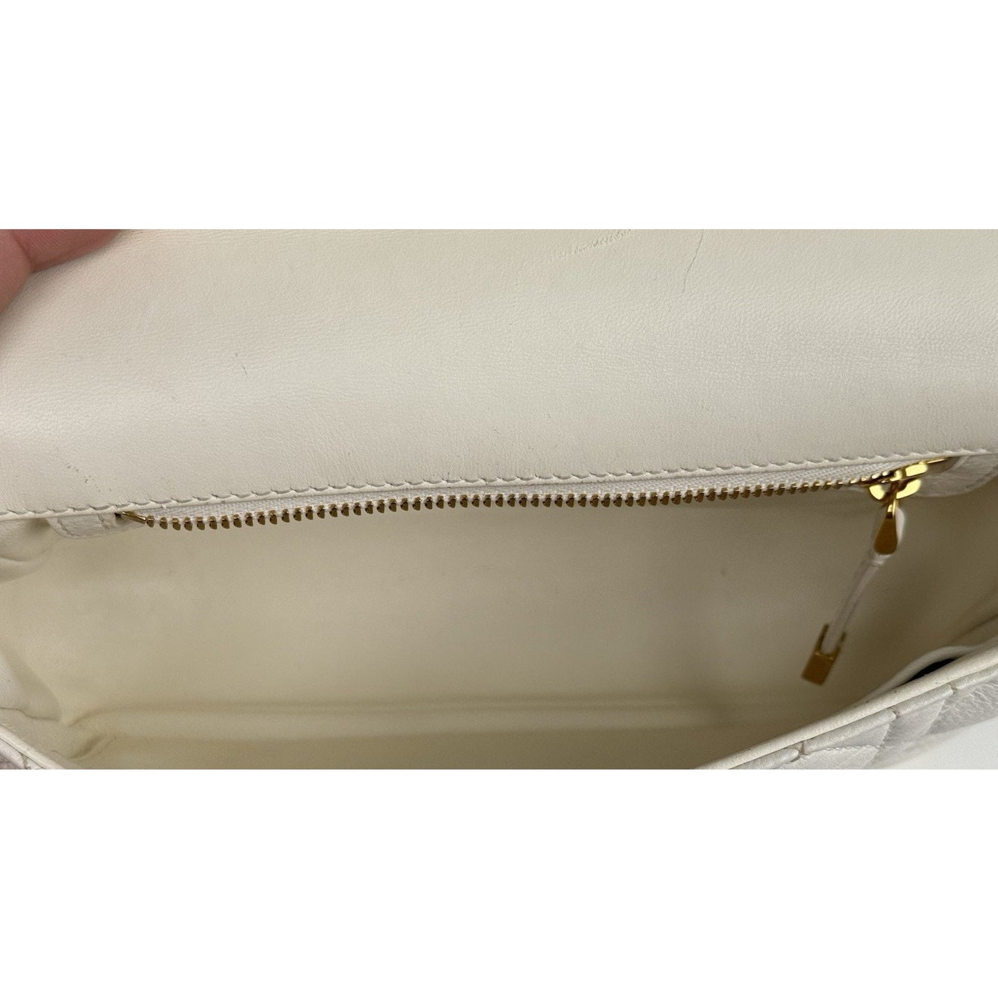 Dior Caro Bag in White Supple Leather with Gold Tone Hardware E-3