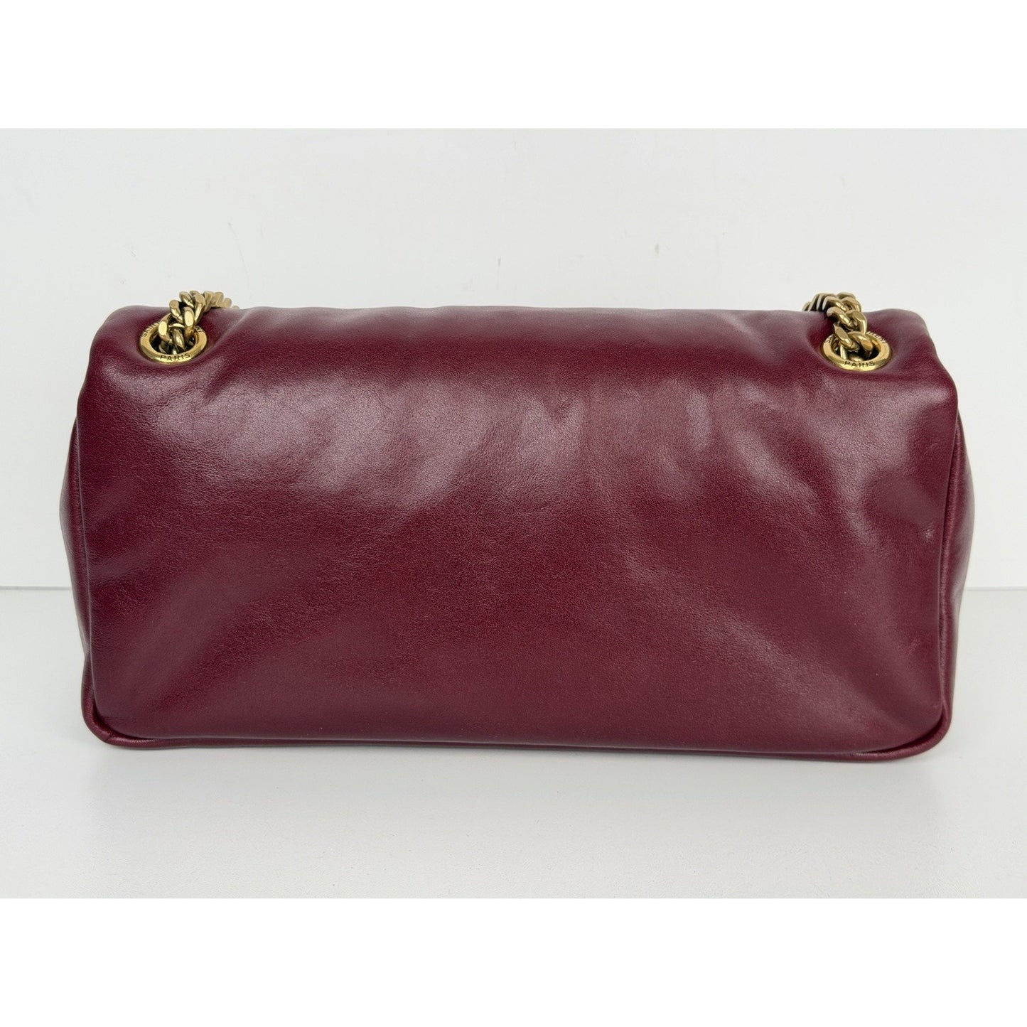 Saint Laurent Calypso Small Shoulder Bag in Bordeaux Red Smooth Padded LeatherD6
