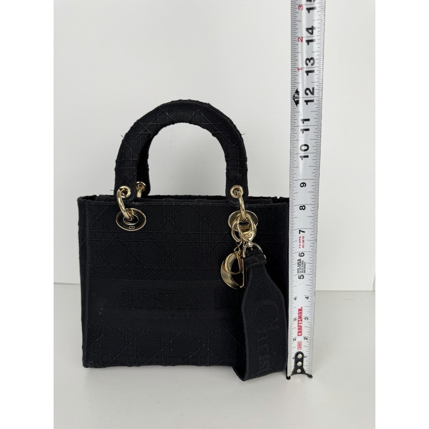 Christian Dior Lady D-Lite Bag Medium in Black Embroidered Canvas 2020 D9