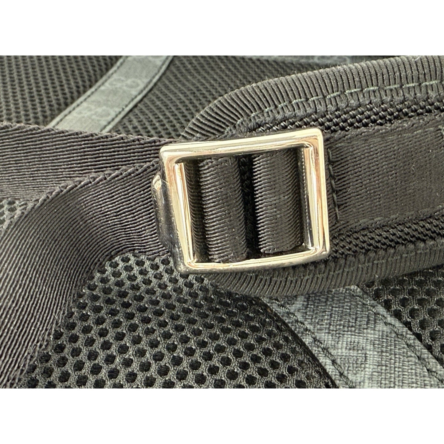 Gucci GG Supreme Black/Grey Coated Canvas Vintage Web Backpack
